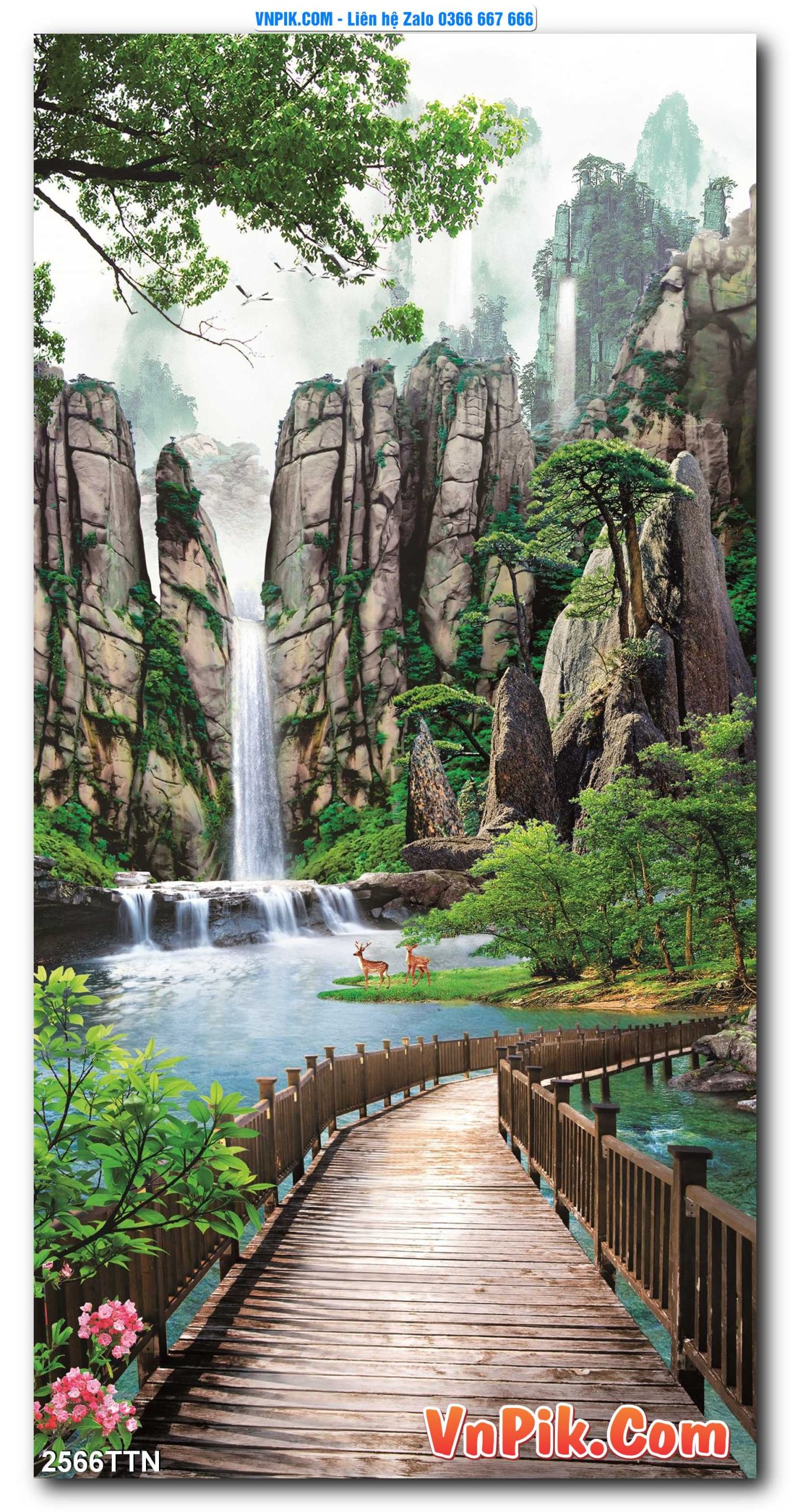Tranh thác nước – Tranh phong thủy – Tranh treo tường mã 2566TTN
