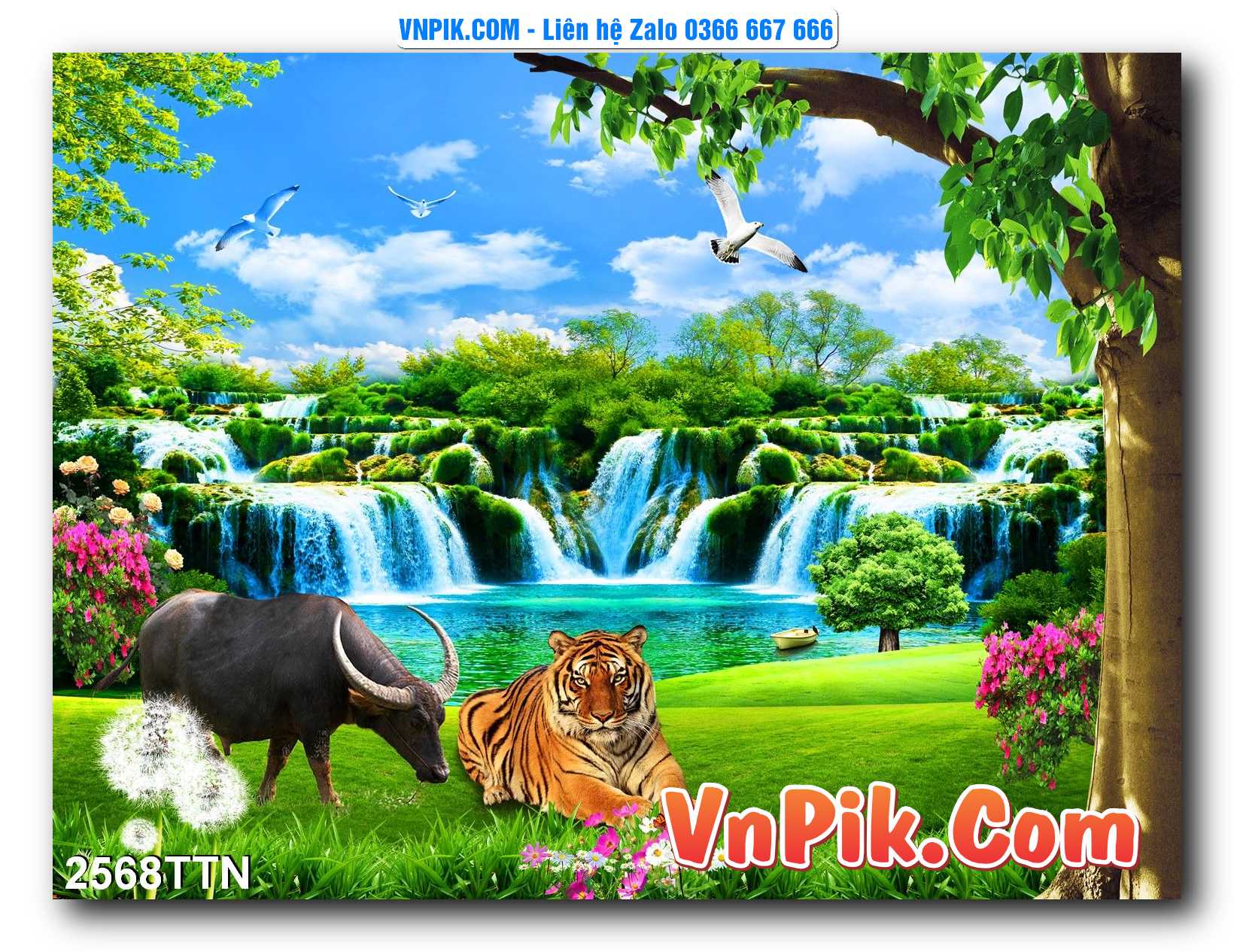Tranh thác nước – Tranh phong thủy – Tranh treo tường mã 2568TTN