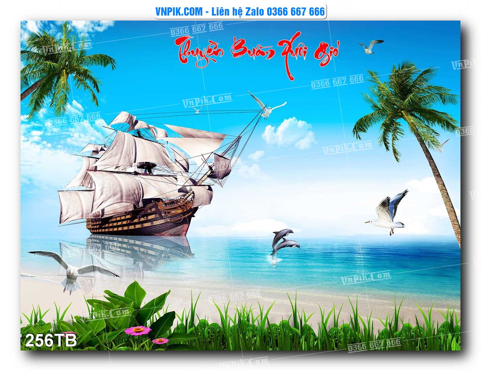 Tranh thuận buồm xuôi gió file PSD mẫu 256TB