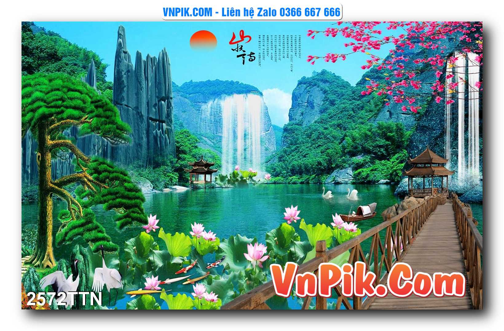 Tranh thác nước – Tranh phong thủy – Tranh treo tường mã 2572TTN