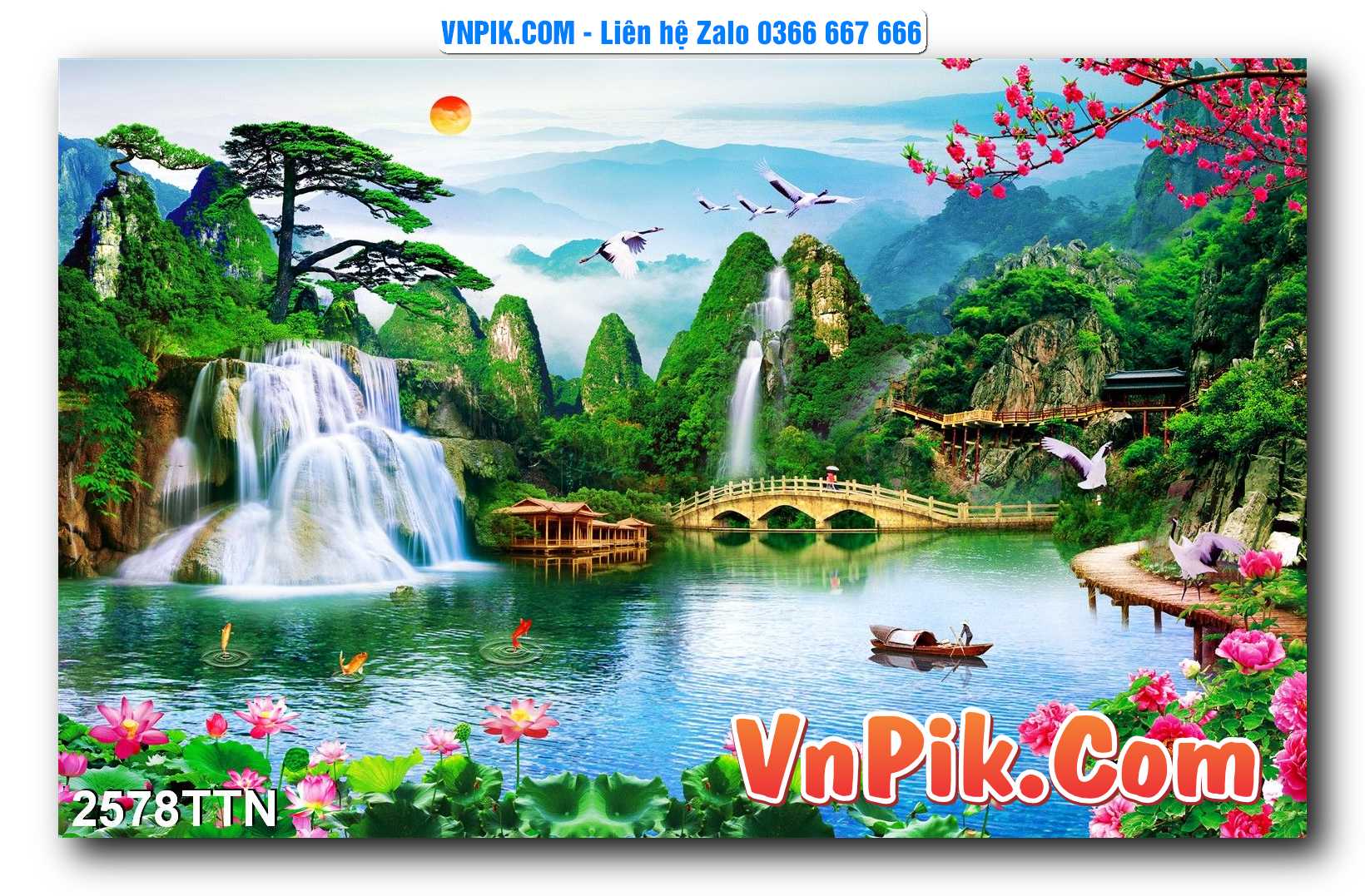 Tranh thác nước – Tranh phong thủy – Tranh treo tường mã 2578TTN