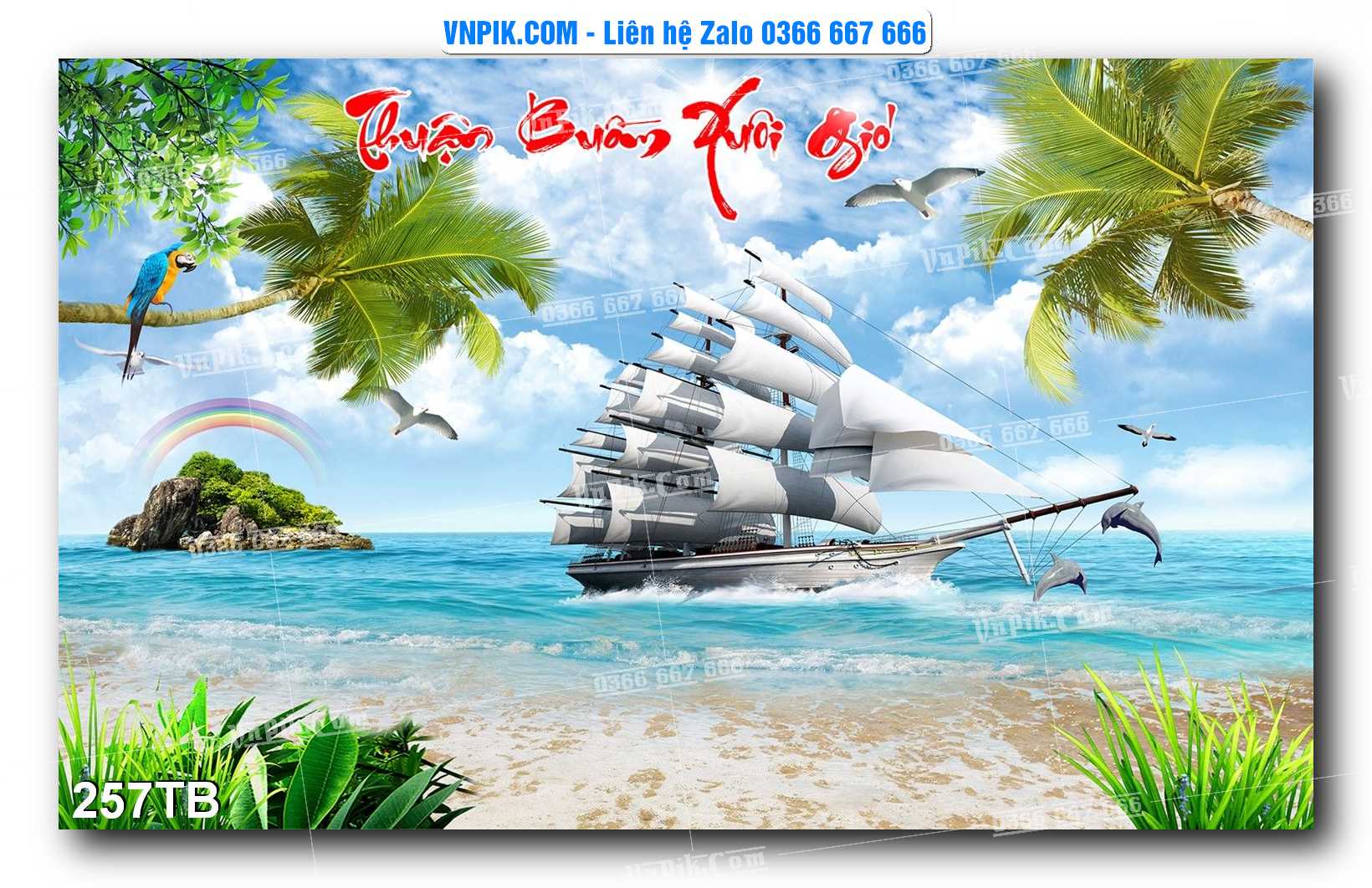 Tranh thuận buồm xuôi gió file PSD mẫu 257TB