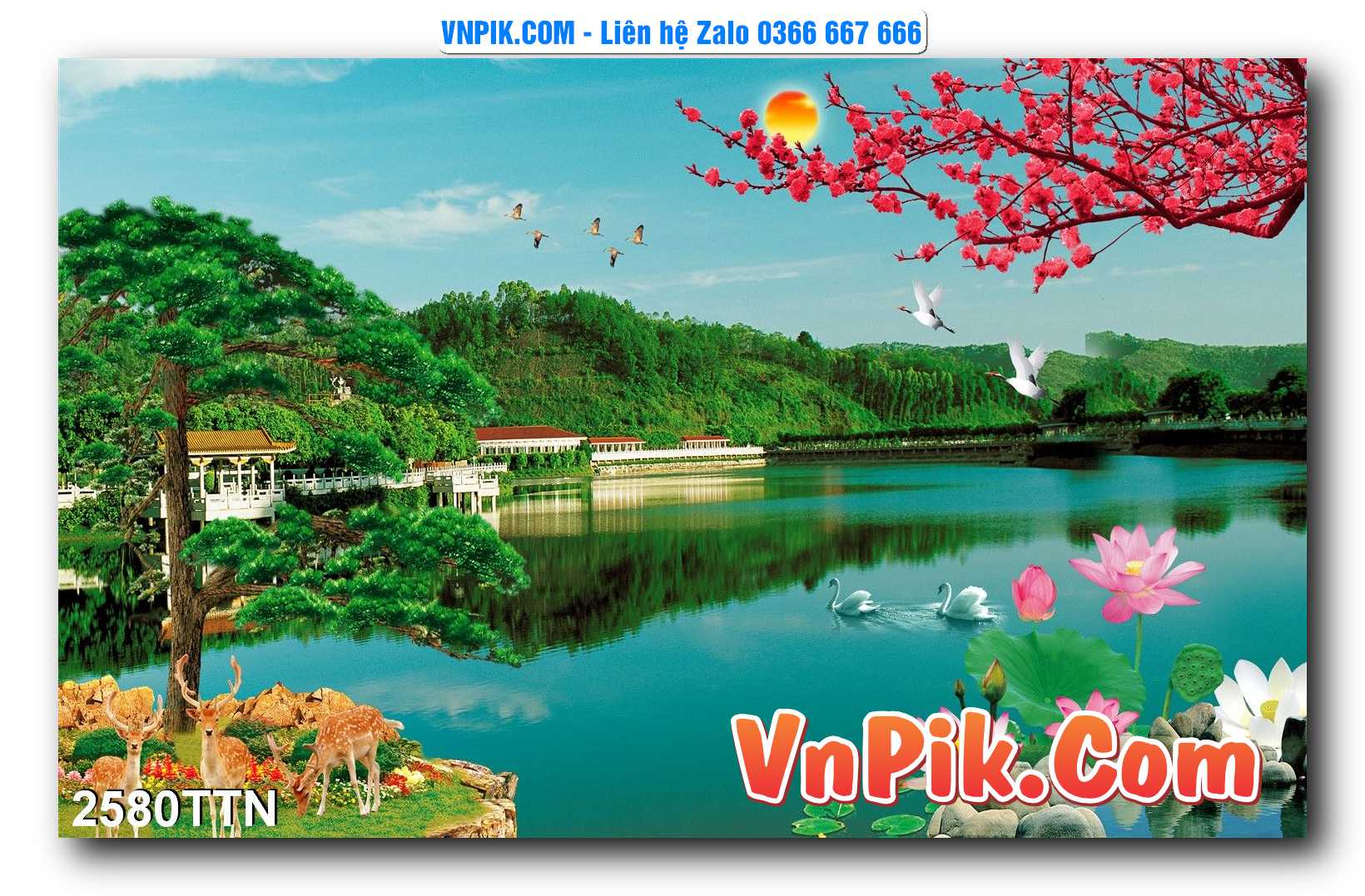 Tranh thác nước – Tranh phong thủy – Tranh treo tường mã 2580TTN