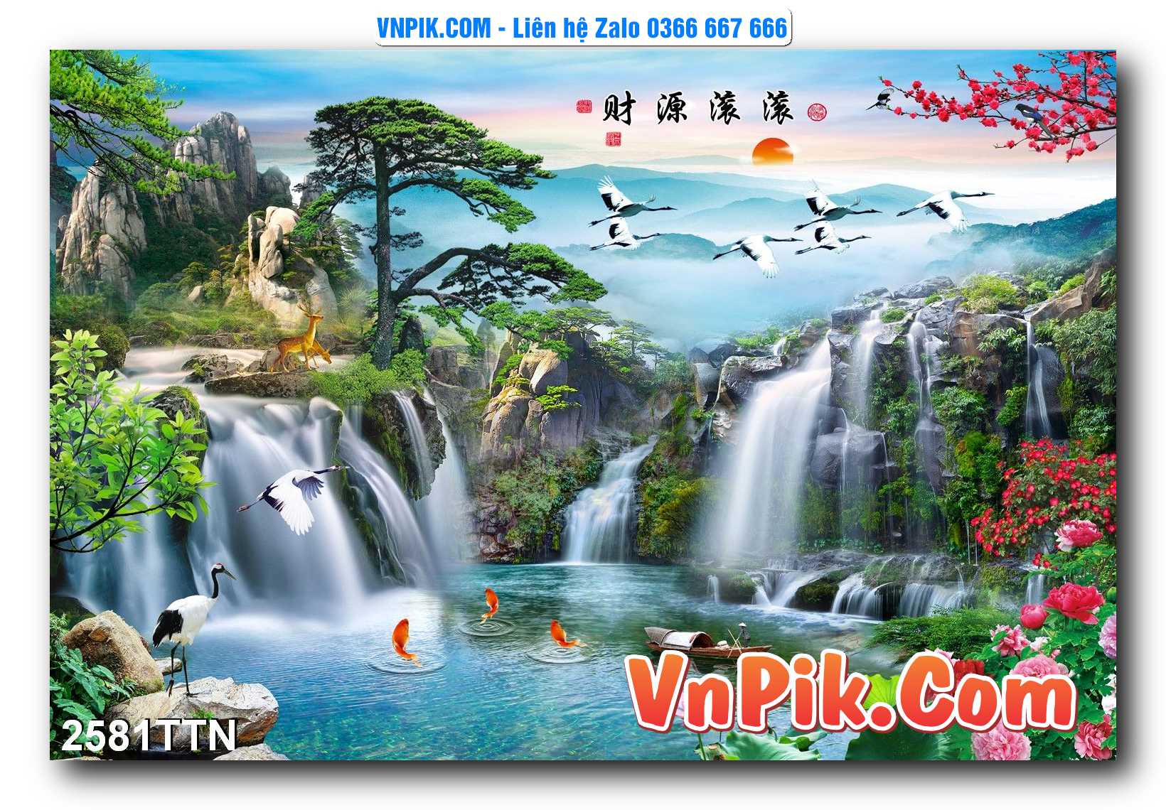 Tranh thác nước – Tranh phong thủy – Tranh treo tường mã 2581TTN