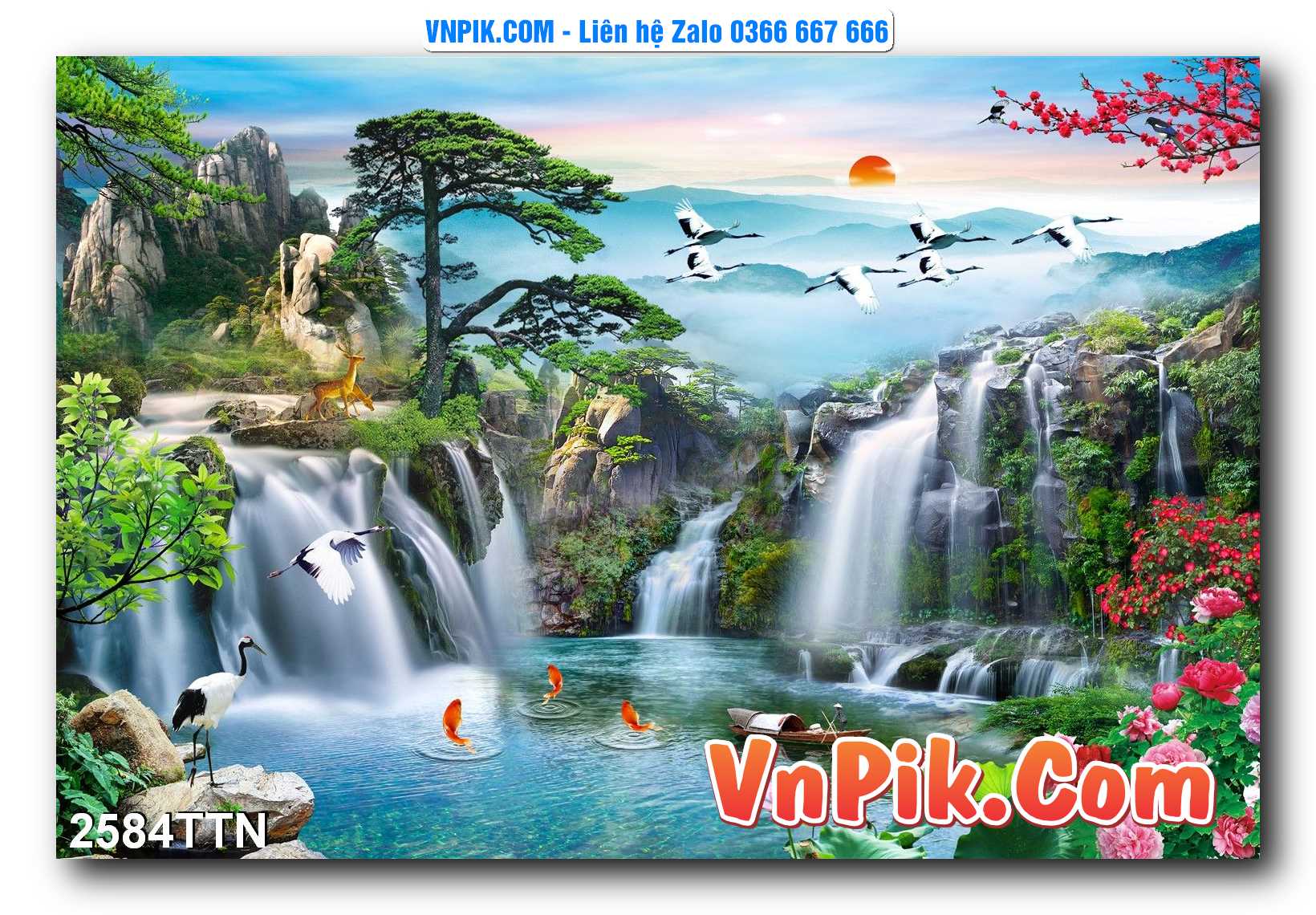 Tranh thác nước – Tranh phong thủy – Tranh treo tường mã 2584TTN
