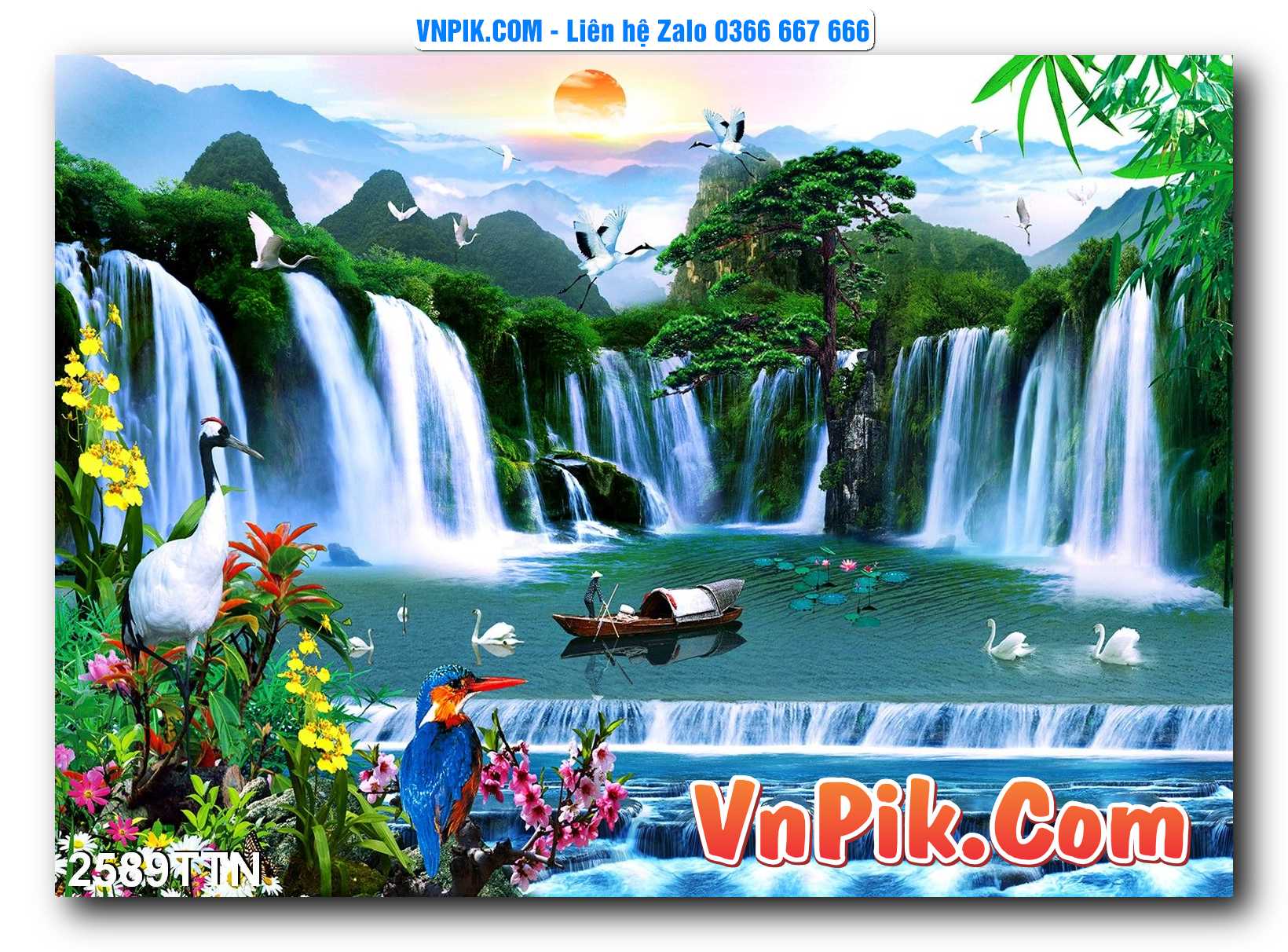 Tranh thác nước – Tranh phong thủy – Tranh treo tường mã 2589TTN