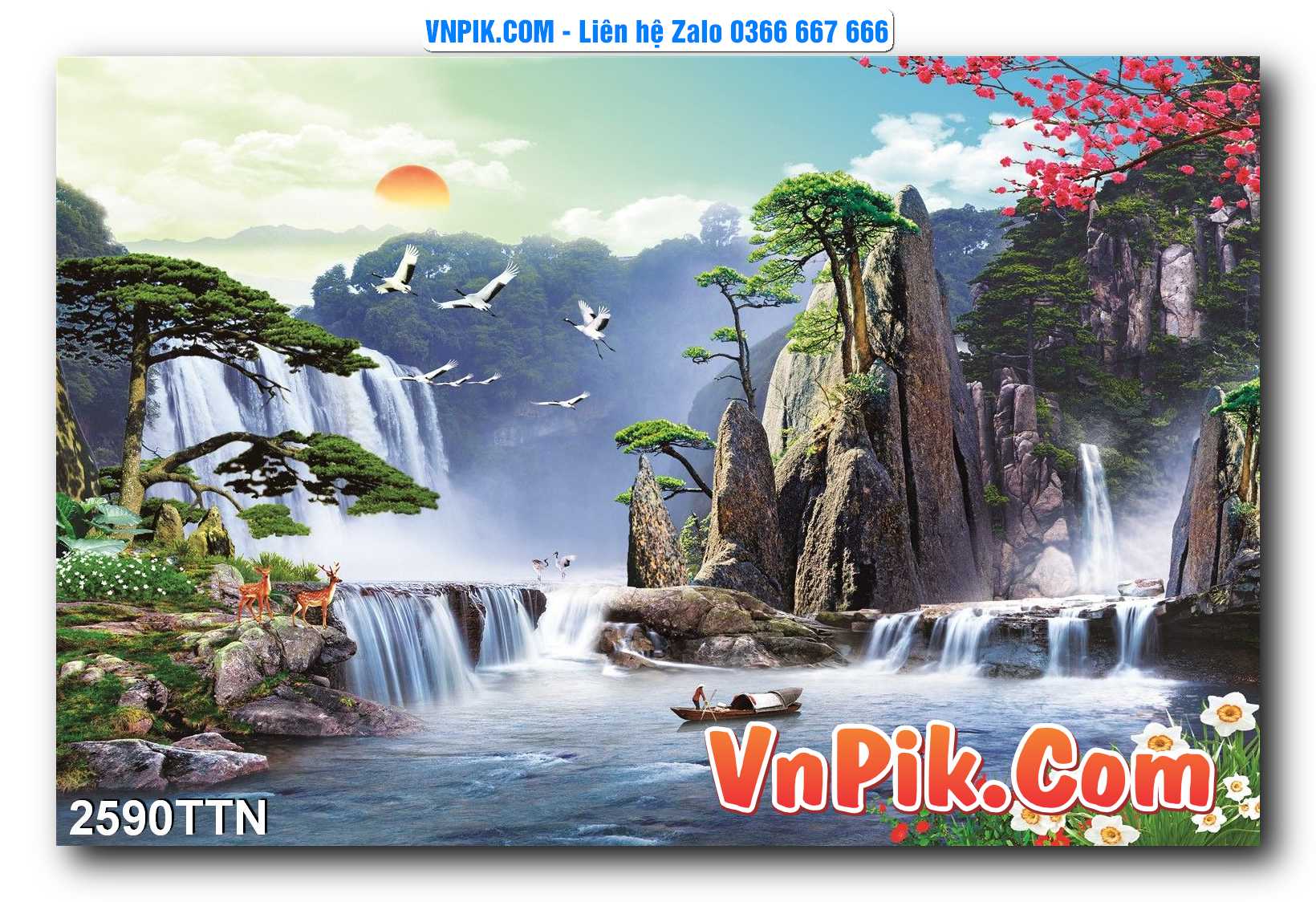 Tranh thác nước – Tranh phong thủy – Tranh treo tường mã 2590TTN