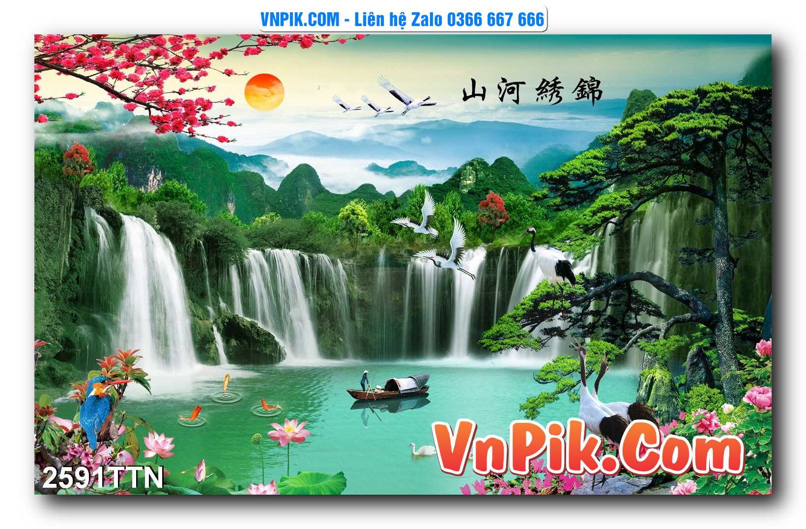 Tranh thác nước – Tranh phong thủy – Tranh treo tường mã 2591TTN