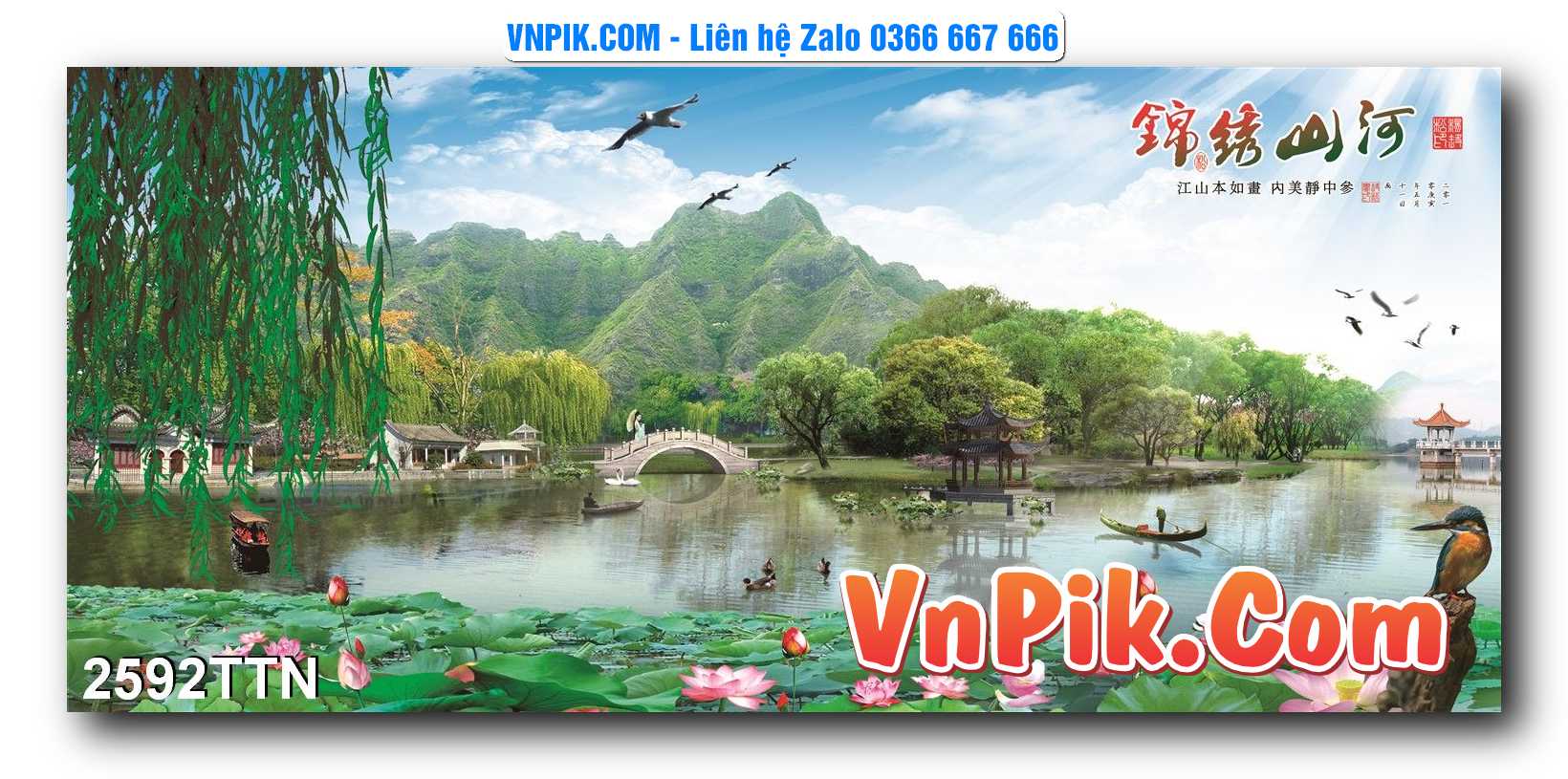 Tranh thác nước – Tranh phong thủy – Tranh treo tường mã 2592TTN