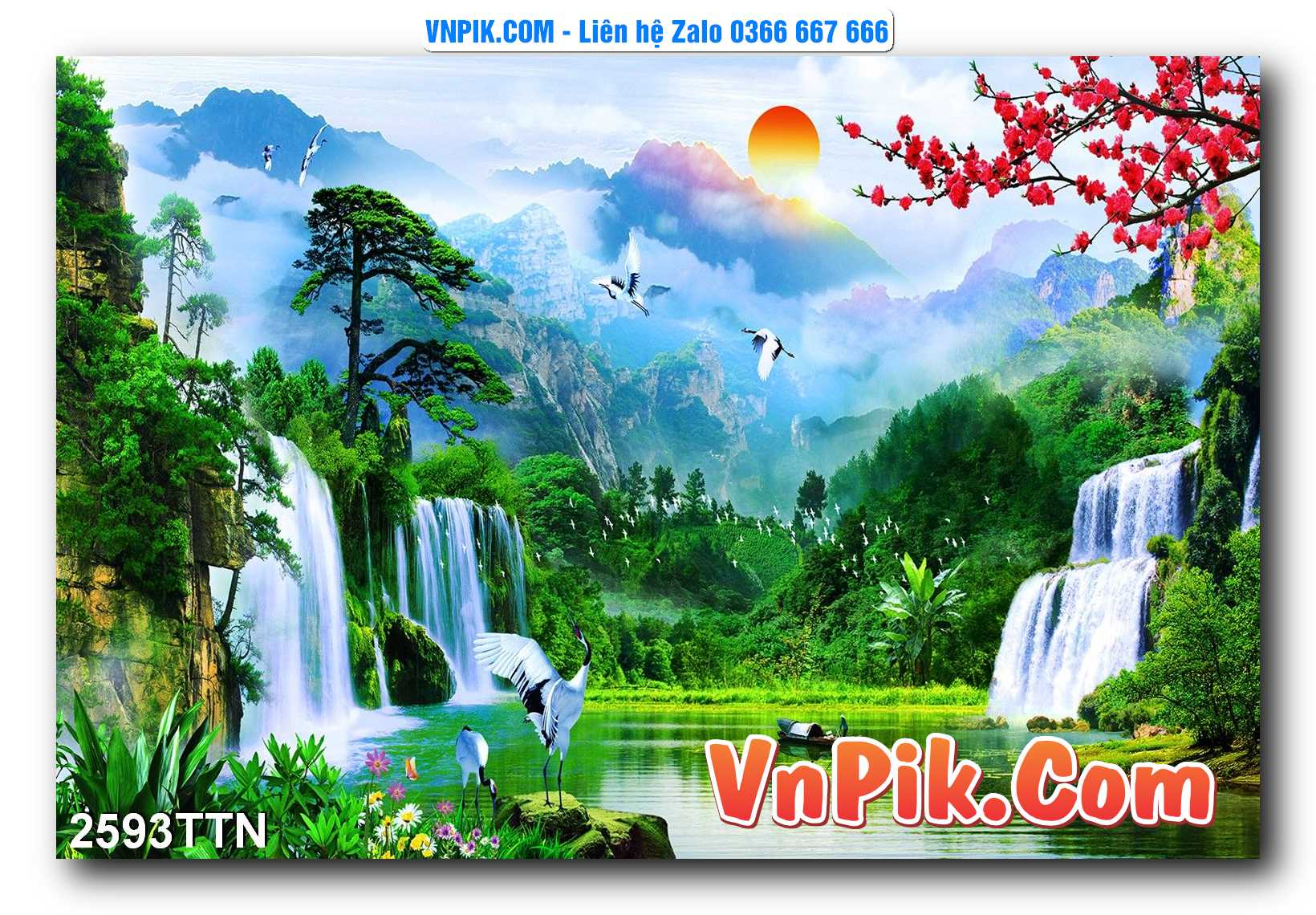 Tranh thác nước – Tranh phong thủy – Tranh treo tường mã 2593TTN