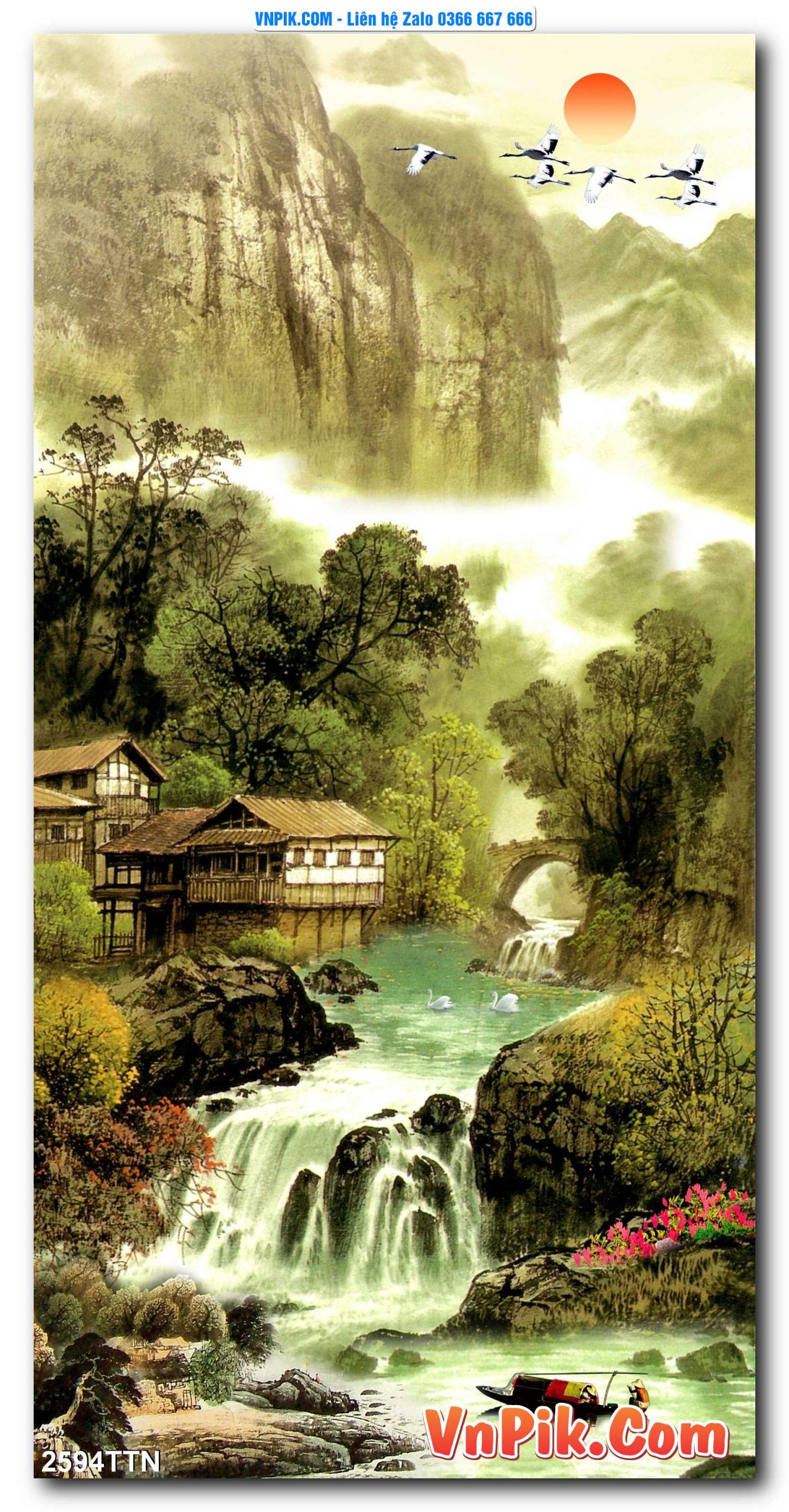 Tranh thác nước – Tranh phong thủy – Tranh treo tường mã 2594TTN