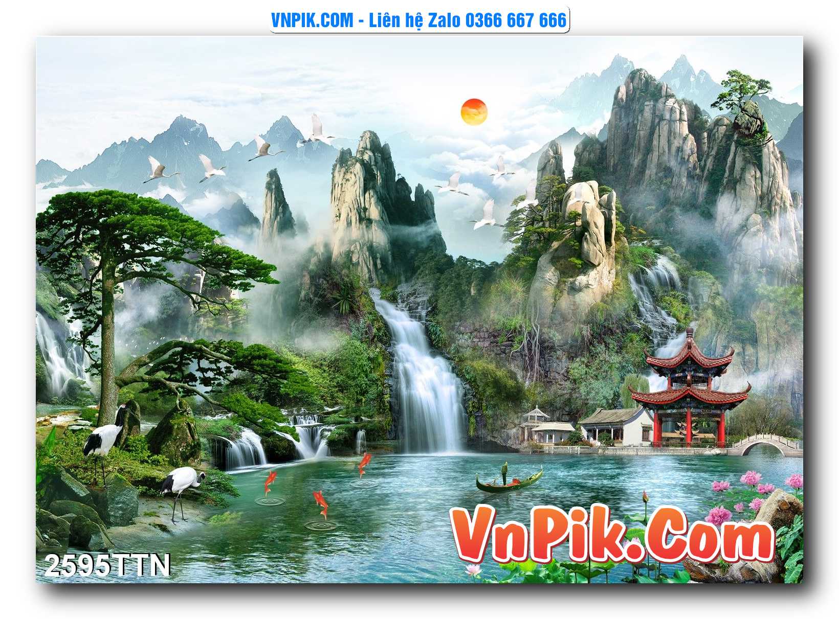 Tranh thác nước – Tranh phong thủy – Tranh treo tường mã 2595TTN
