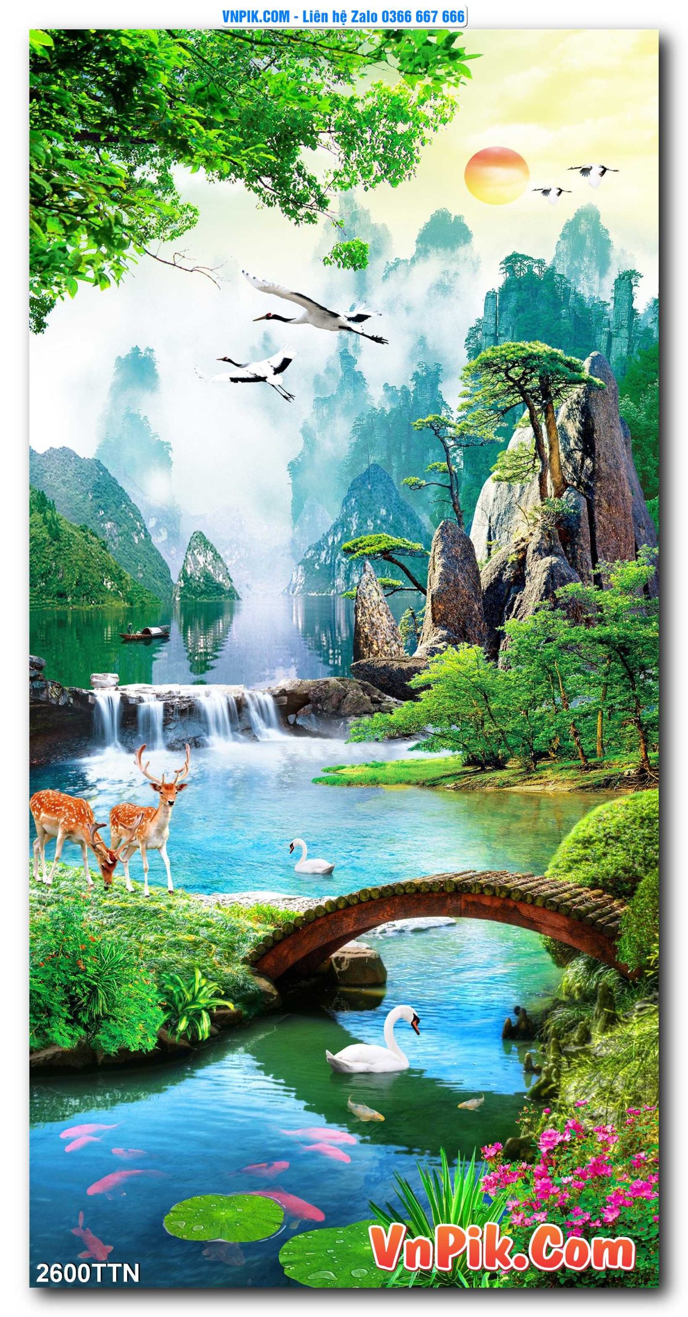 Tranh thác nước – Tranh phong thủy – Tranh treo tường mã 2600TTN