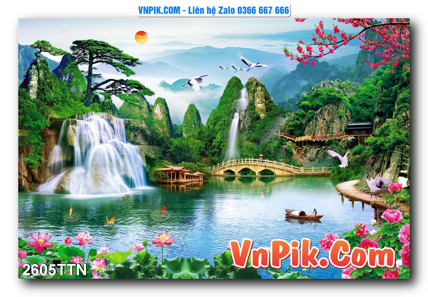 Tranh thác nước – Tranh phong thủy – Tranh treo tường mã 2605TTN