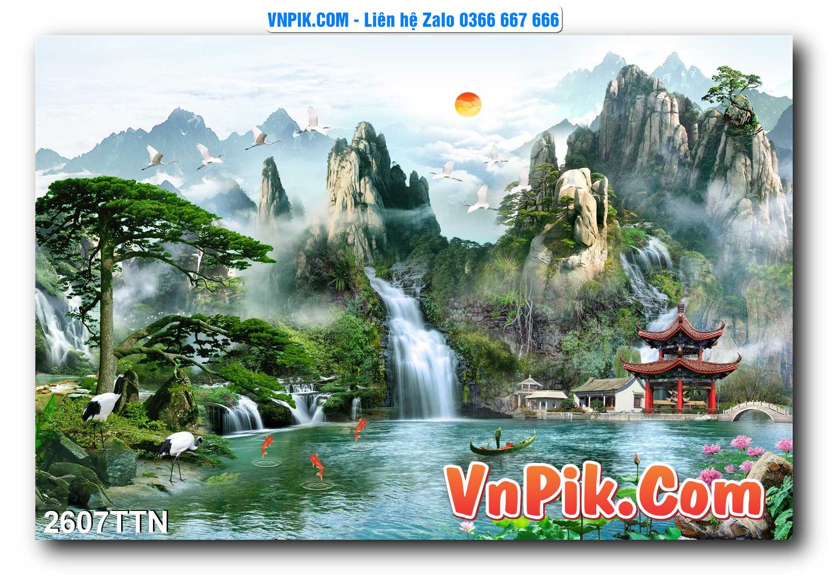 Tranh thác nước – Tranh phong thủy – Tranh treo tường mã 2607TTN