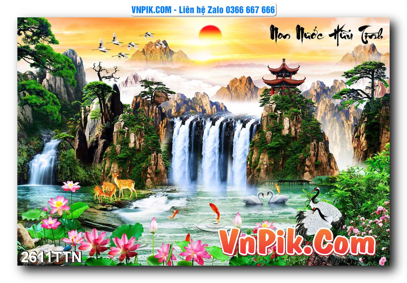 Tranh thác nước – Tranh phong thủy – Tranh treo tường mã 2611TTN