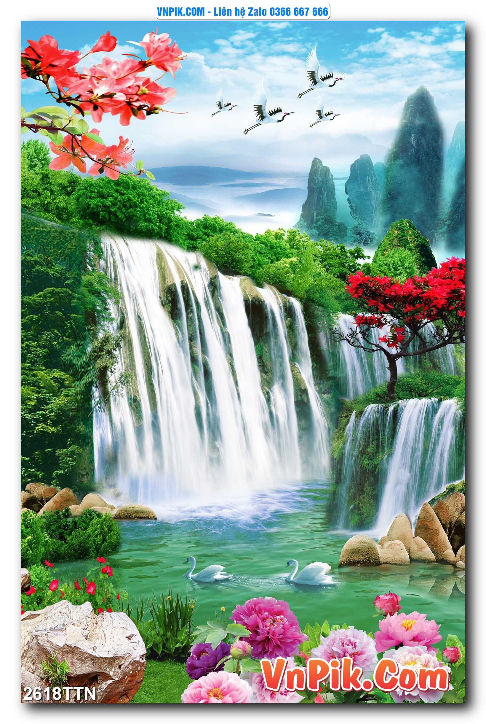 Tranh thác nước – Tranh phong thủy – Tranh treo tường mã 2618TTN