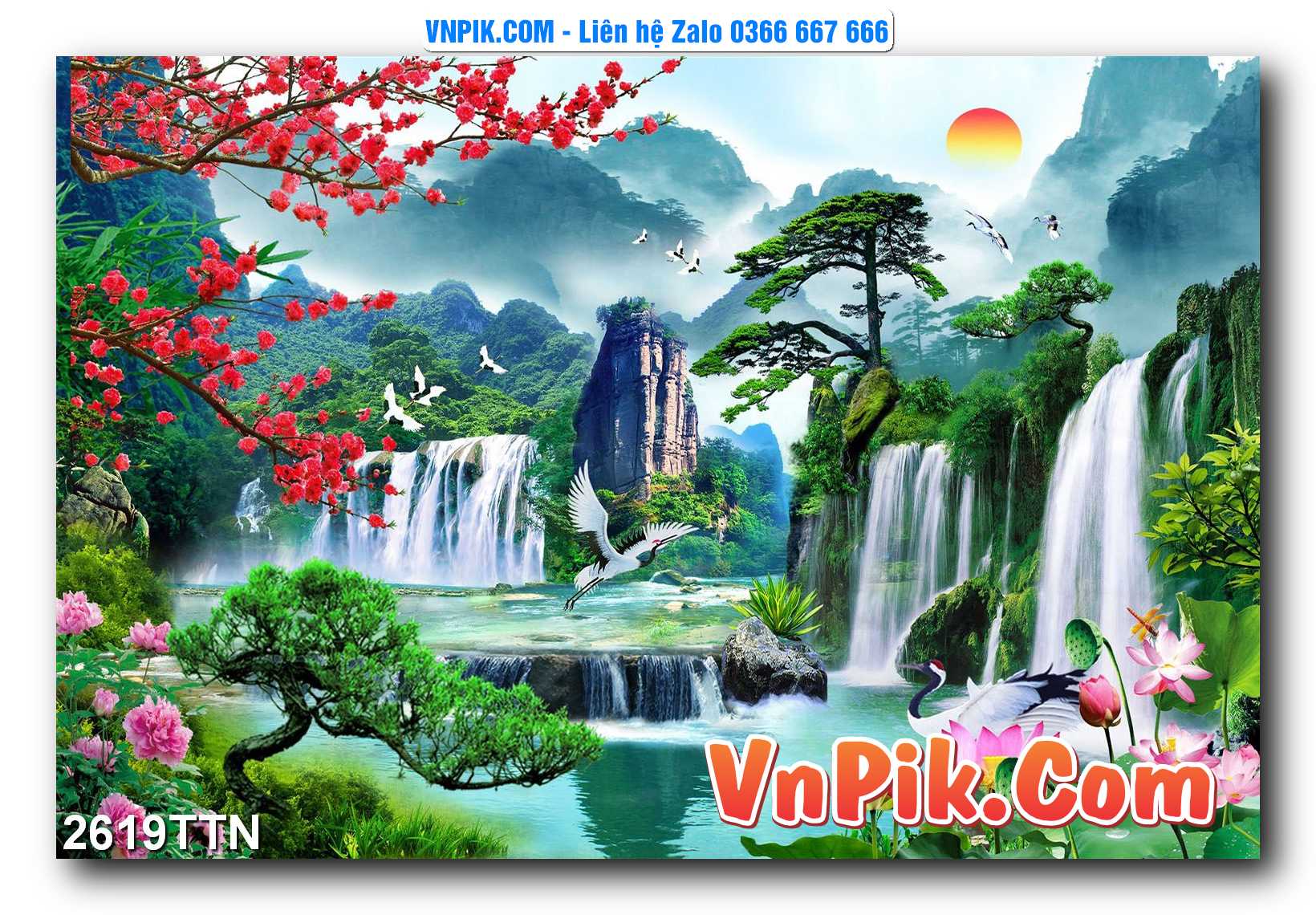 Tranh thác nước – Tranh phong thủy – Tranh treo tường mã 2619TTN