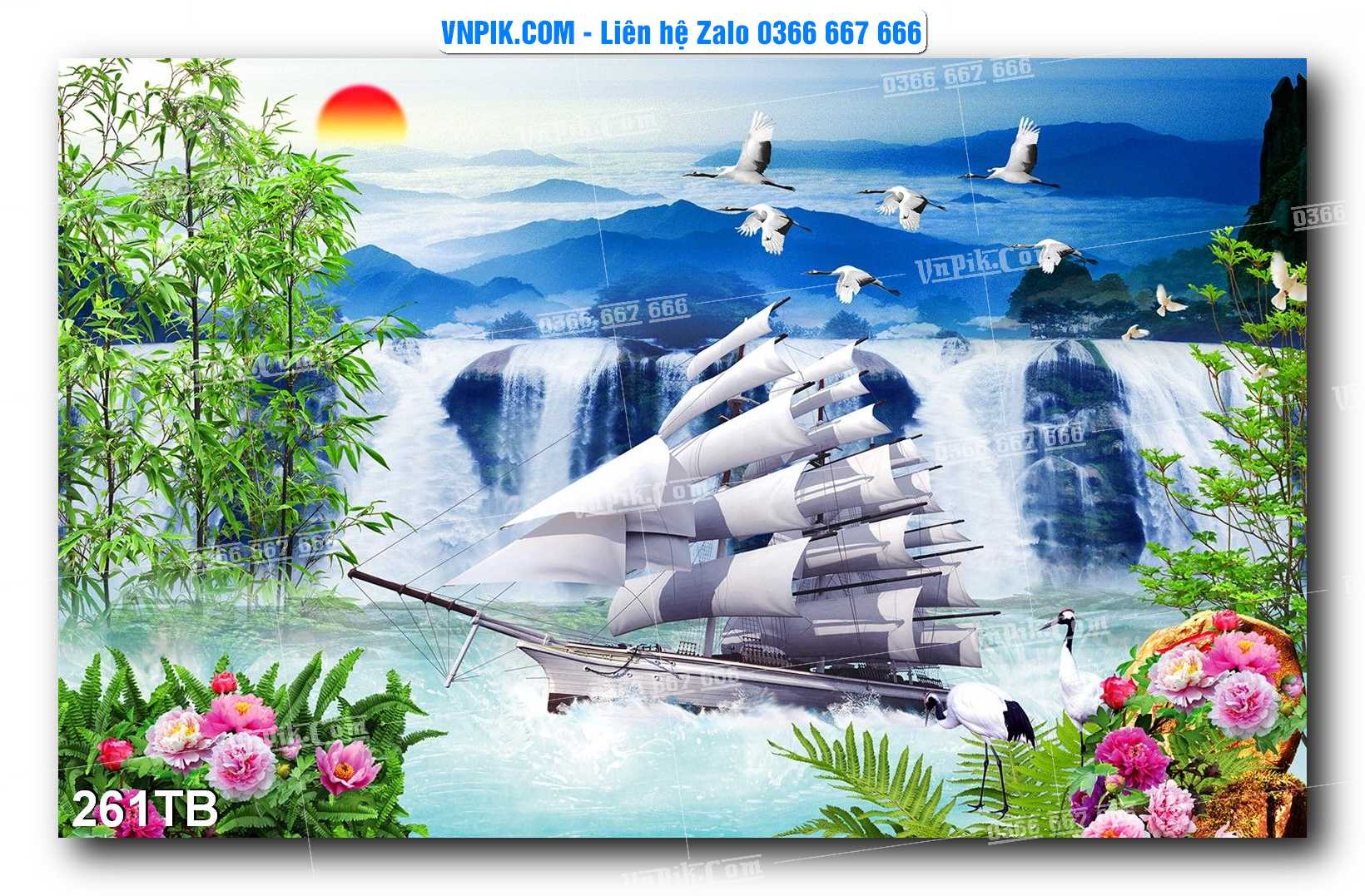 Tranh thuận buồm xuôi gió file PSD mẫu 261TB