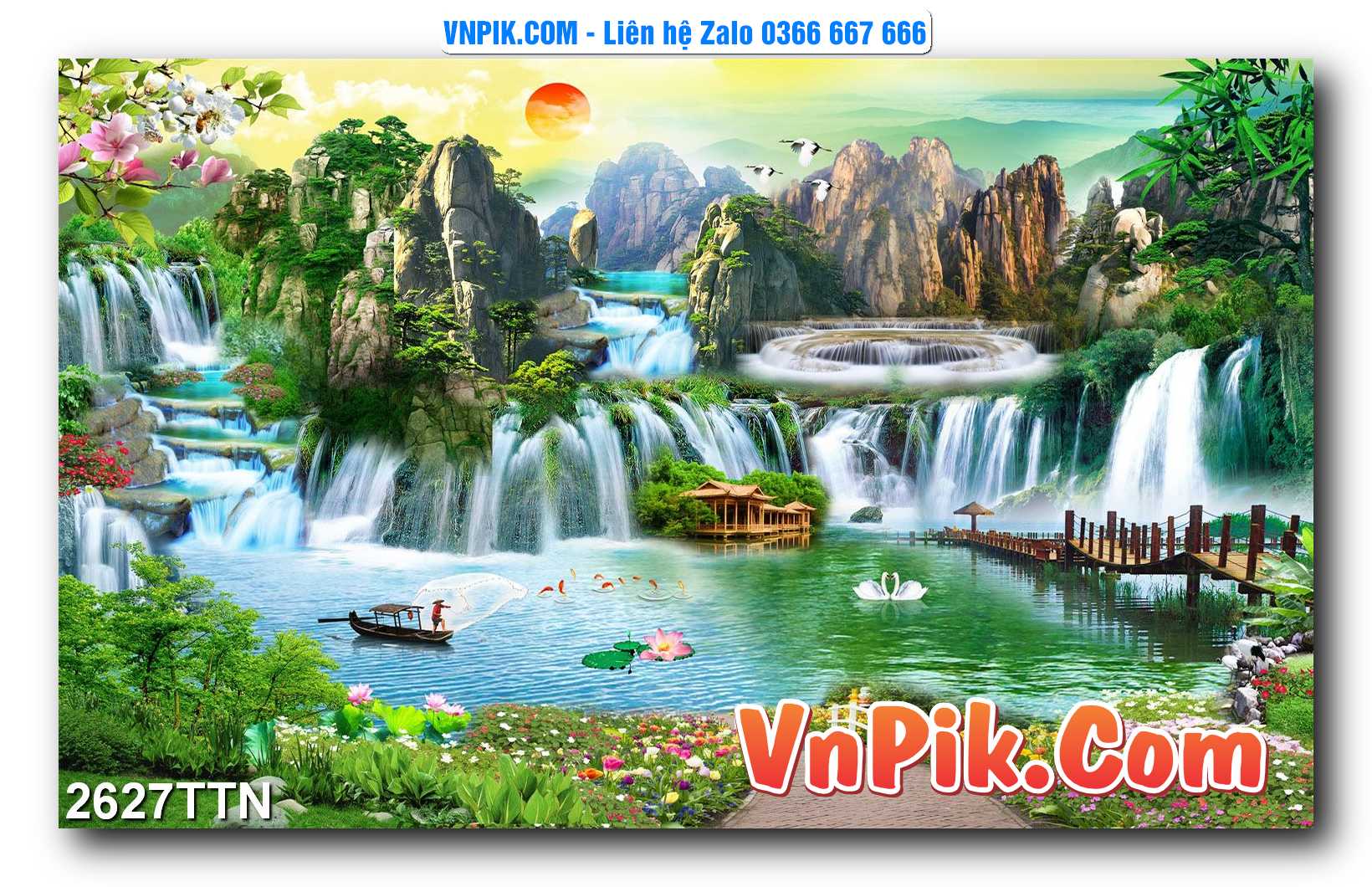 Tranh thác nước – Tranh phong thủy – Tranh treo tường mã 2627TTN