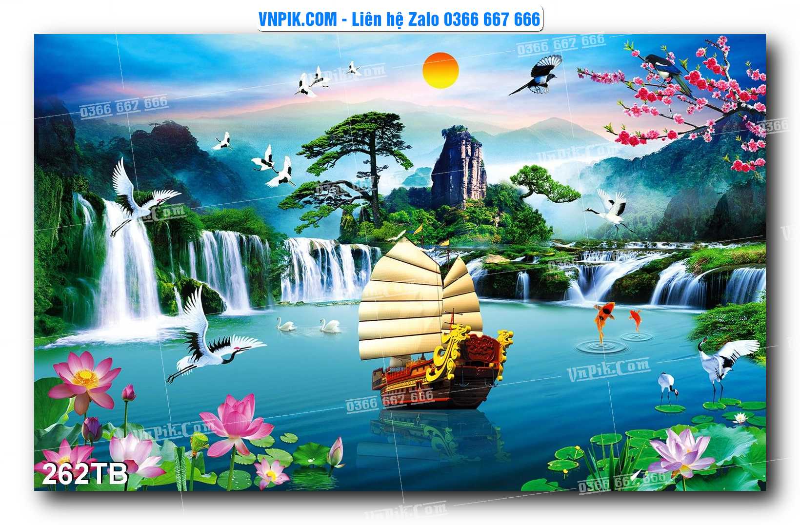 Tranh thuận buồm xuôi gió file PSD mẫu 262TB