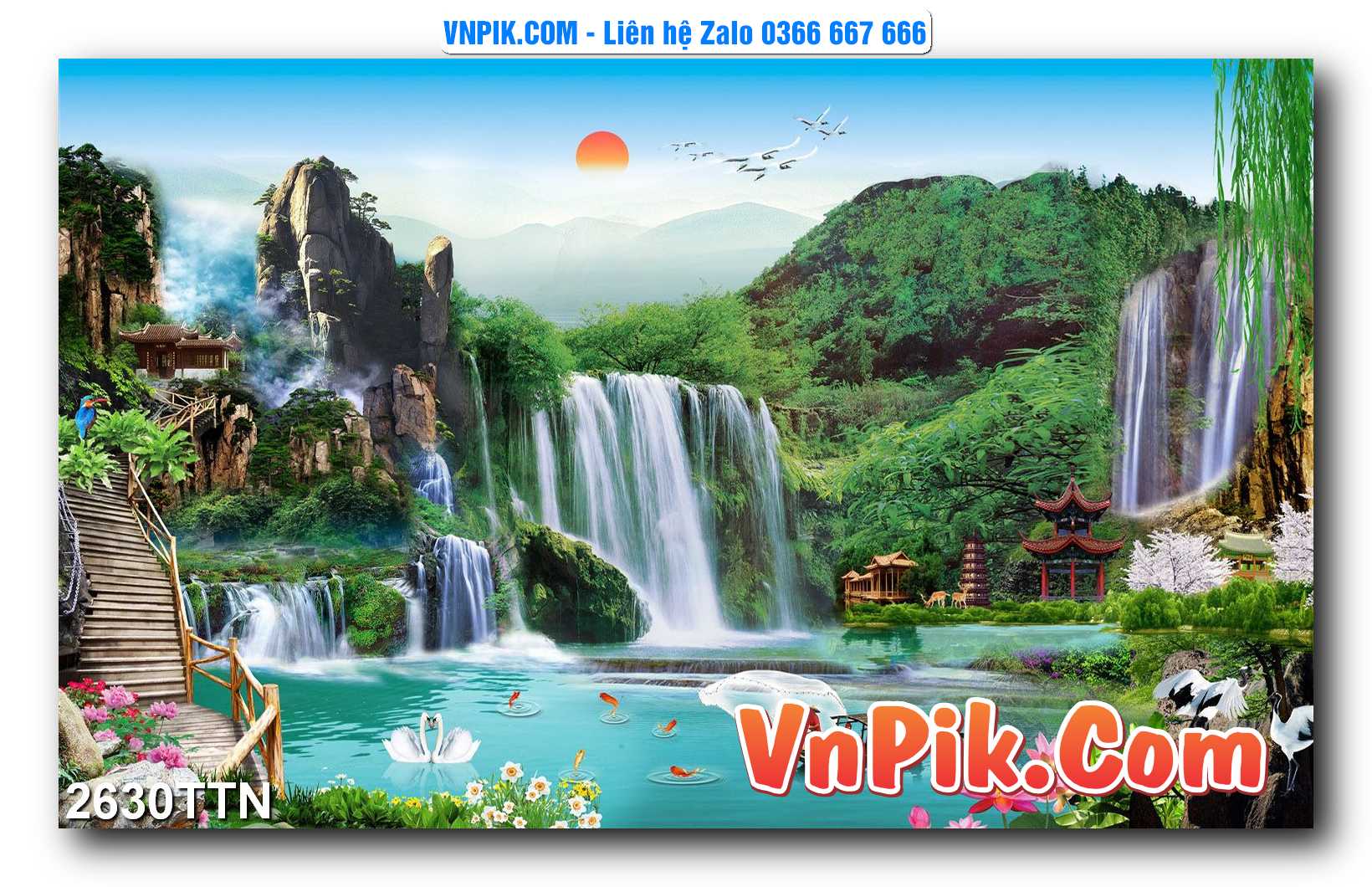 Tranh thác nước – Tranh phong thủy – Tranh treo tường mã 2630TTN