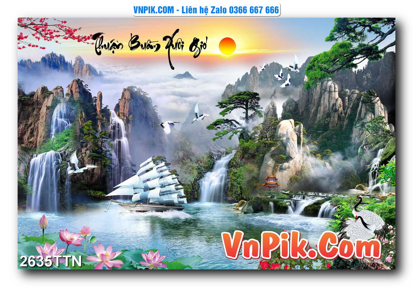 Tranh thác nước – Tranh phong thủy – Tranh treo tường mã 2635TTN