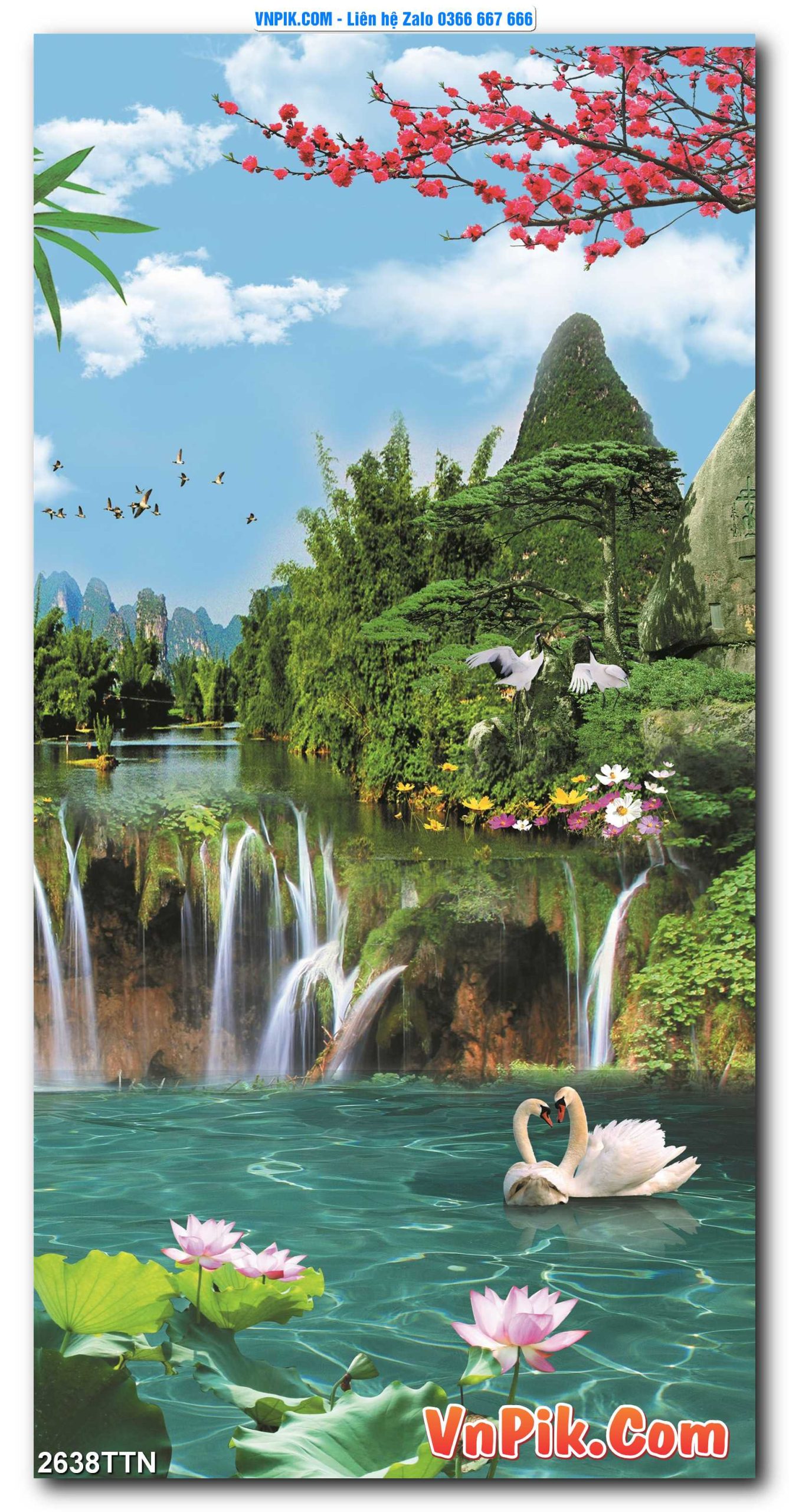 Tranh thác nước – Tranh phong thủy – Tranh treo tường mã 2638TTN