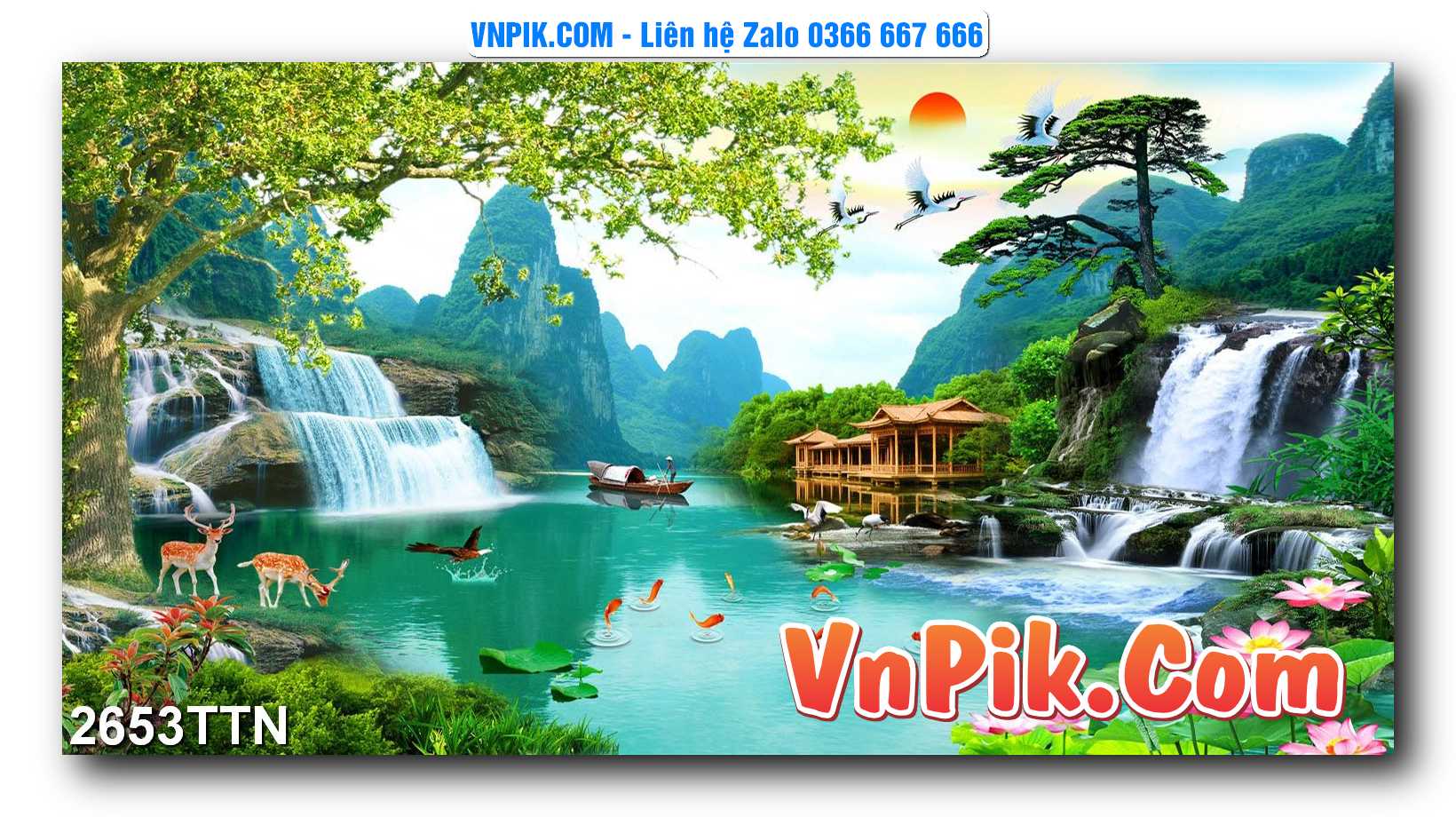 Tranh thác nước – Tranh phong thủy – Tranh treo tường mã 2653TTN