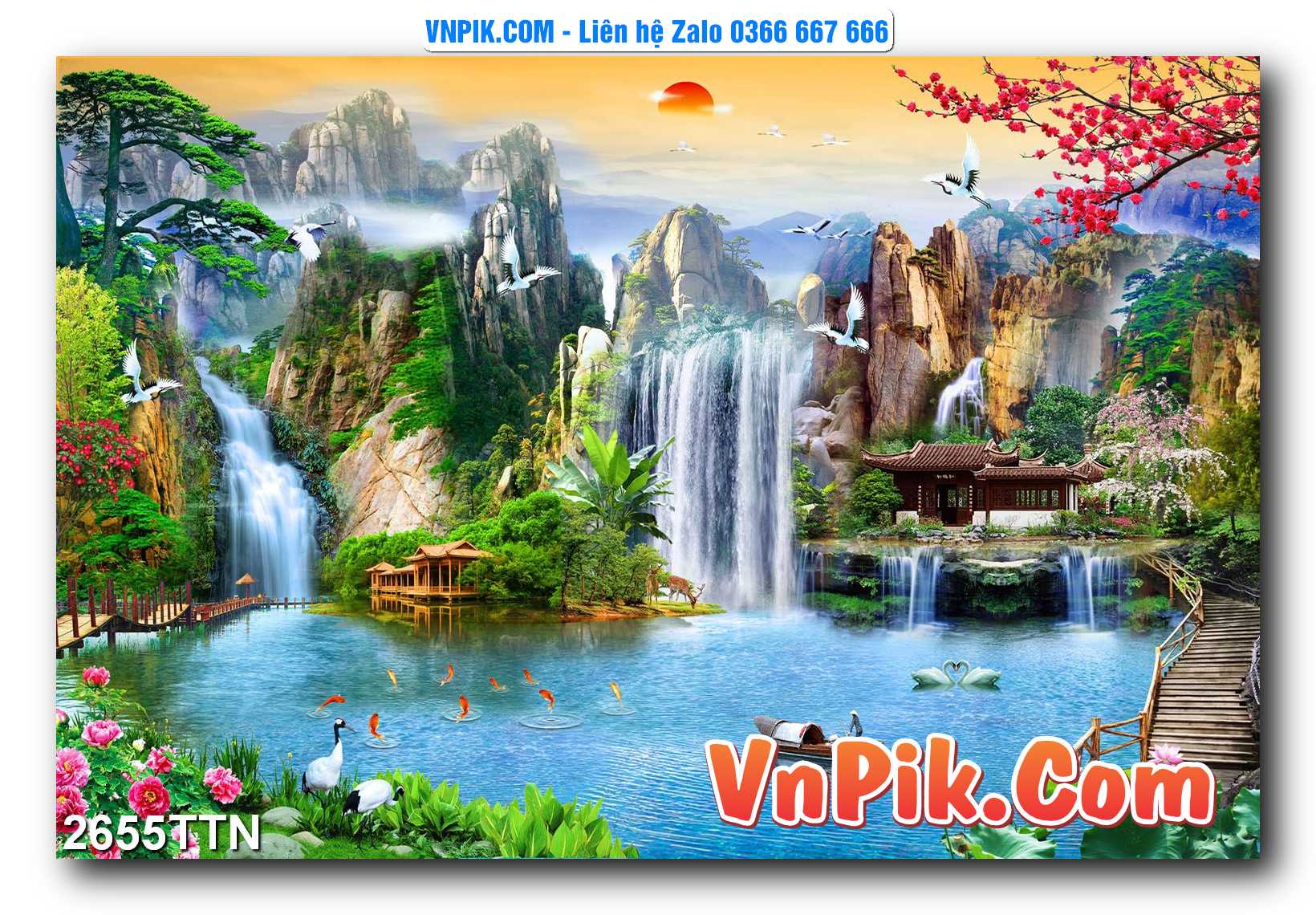 Tranh thác nước – Tranh phong thủy – Tranh treo tường mã 2655TTN