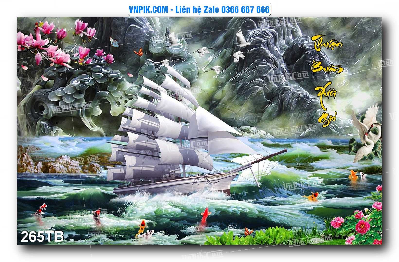 Tranh thuận buồm xuôi gió file PSD mẫu 265TB