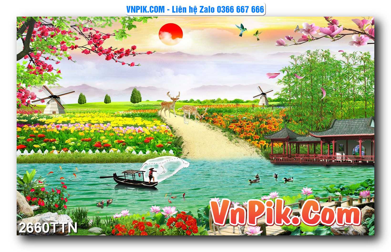 Tranh thác nước – Tranh phong thủy – Tranh treo tường mã 2660TTN