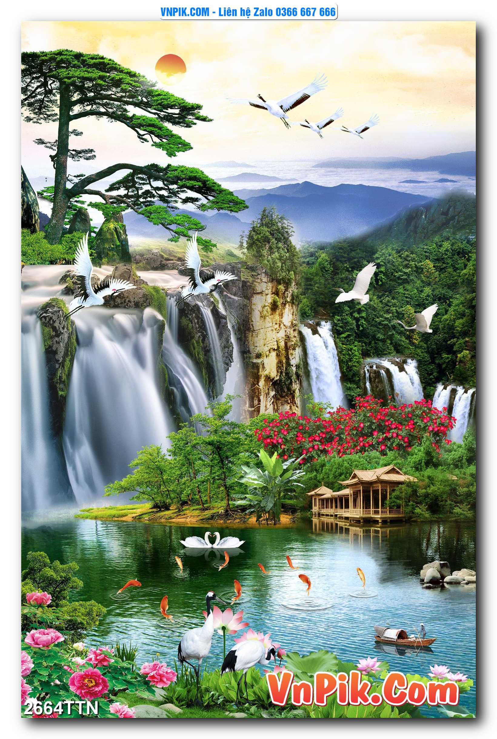 Tranh thác nước – Tranh phong thủy – Tranh treo tường mã 2664TTN