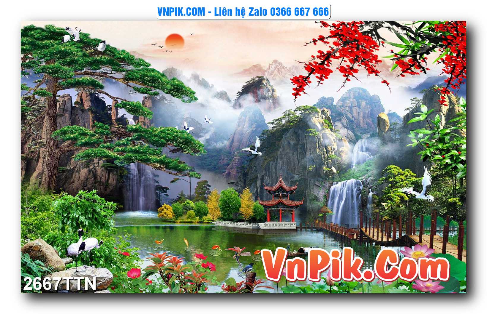Tranh thác nước – Tranh phong thủy – Tranh treo tường mã 2667TTN