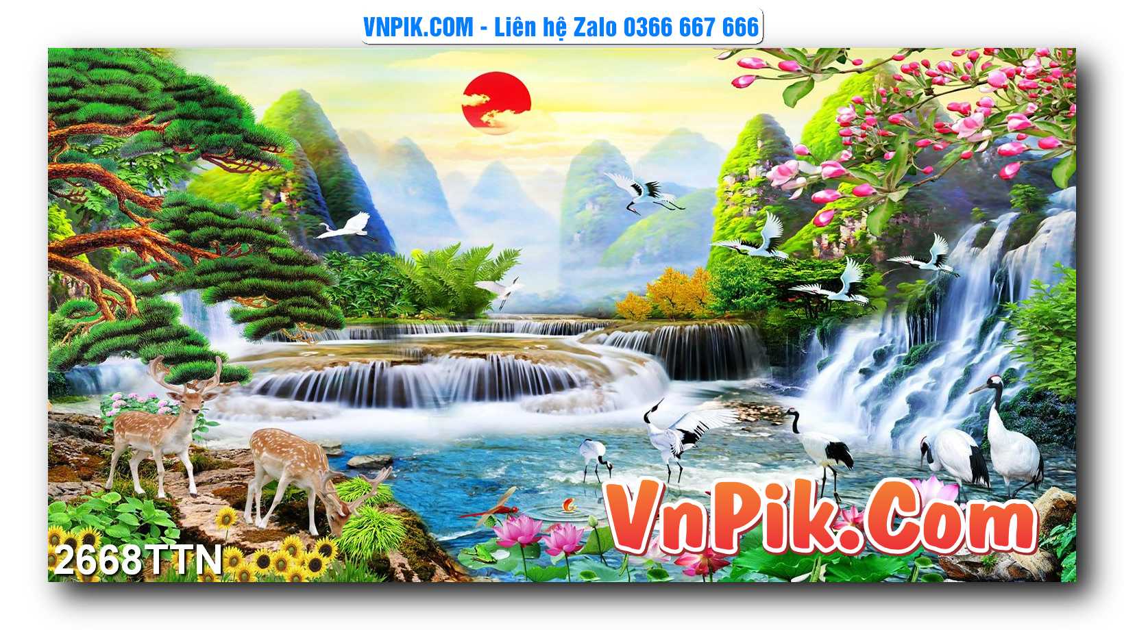 Tranh thác nước – Tranh phong thủy – Tranh treo tường mã 2668TTN