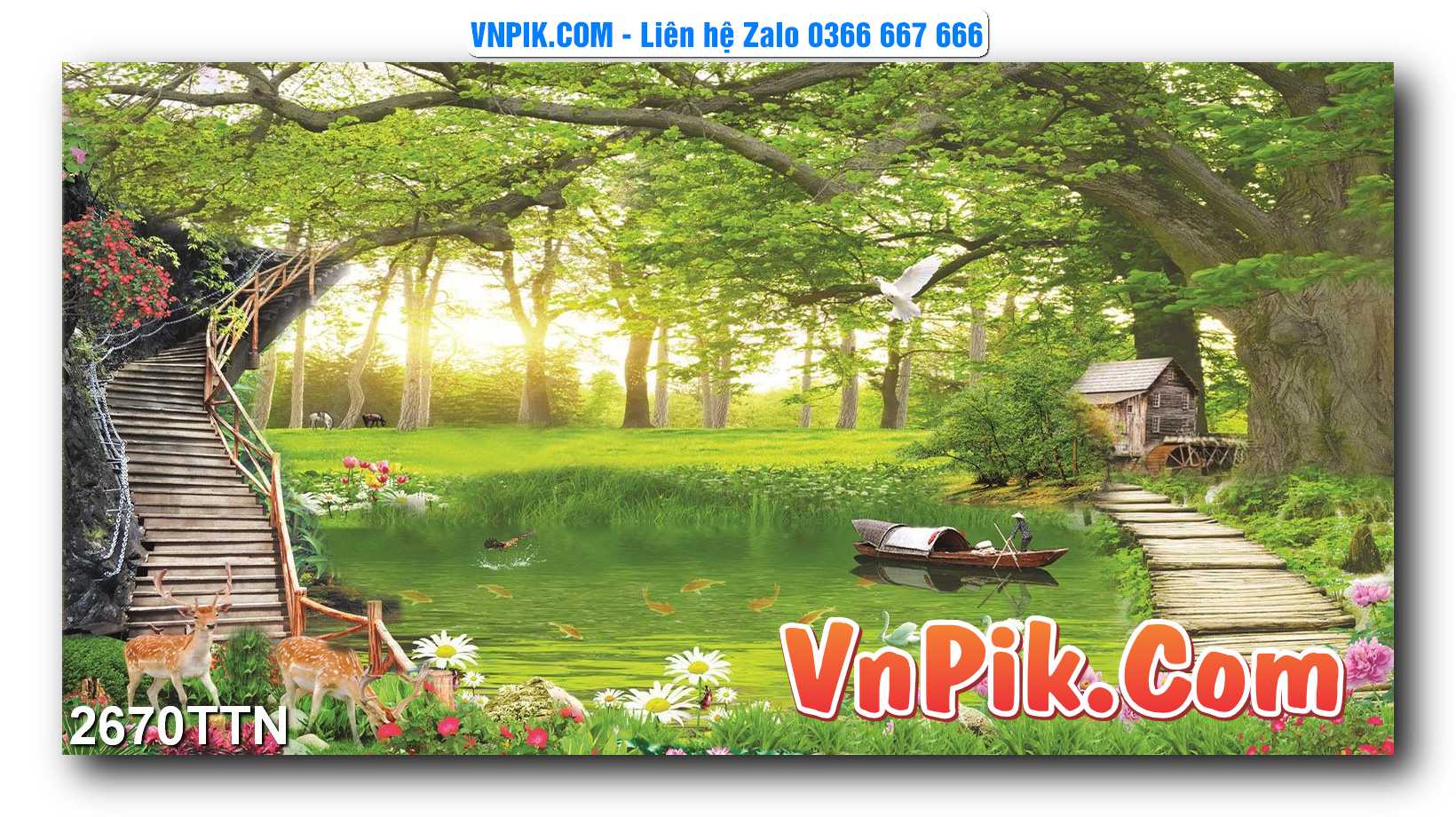 Tranh thác nước – Tranh phong thủy – Tranh treo tường mã 2670TTN