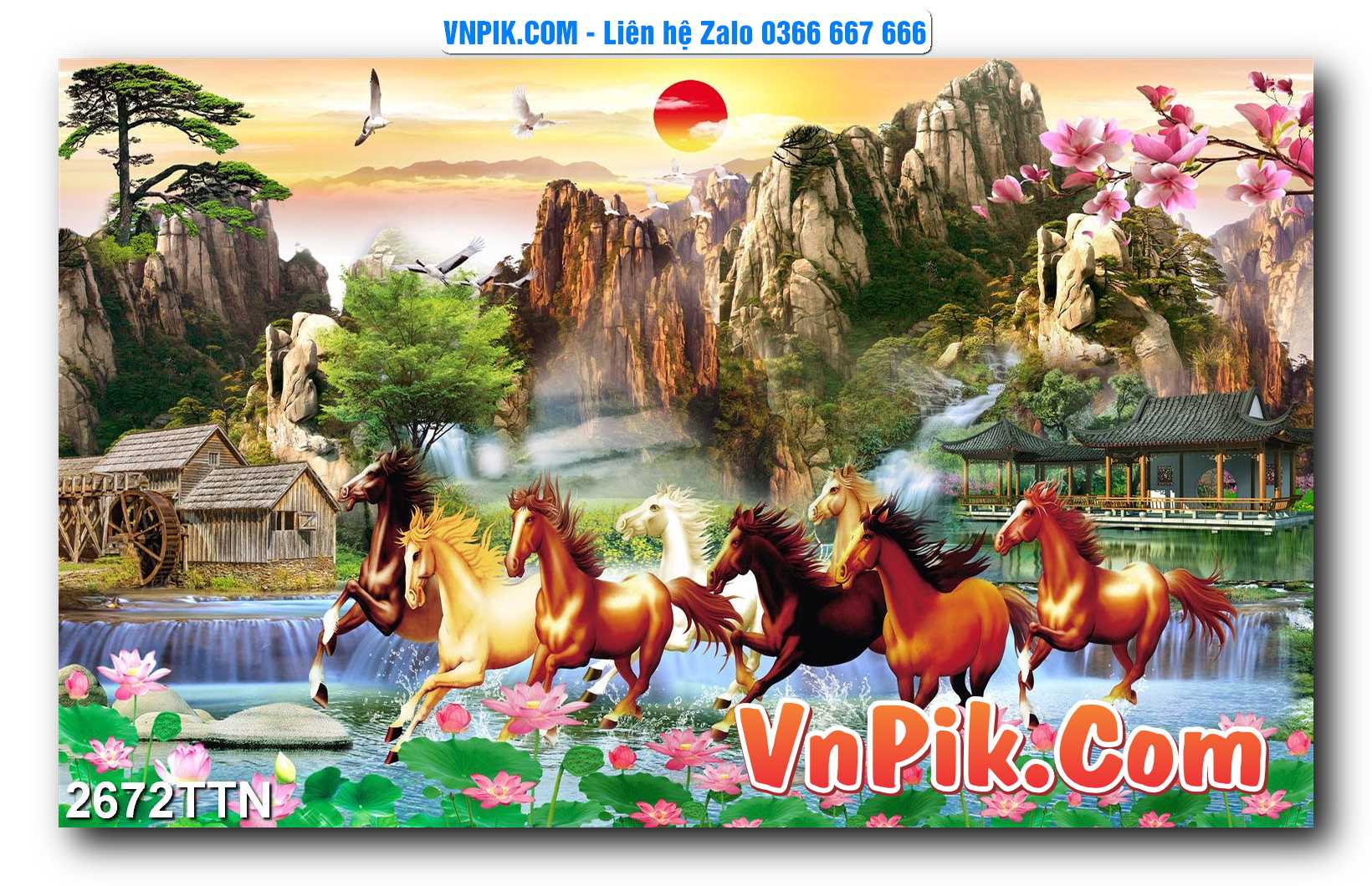 Tranh thác nước – Tranh phong thủy – Tranh treo tường mã 2672TTN