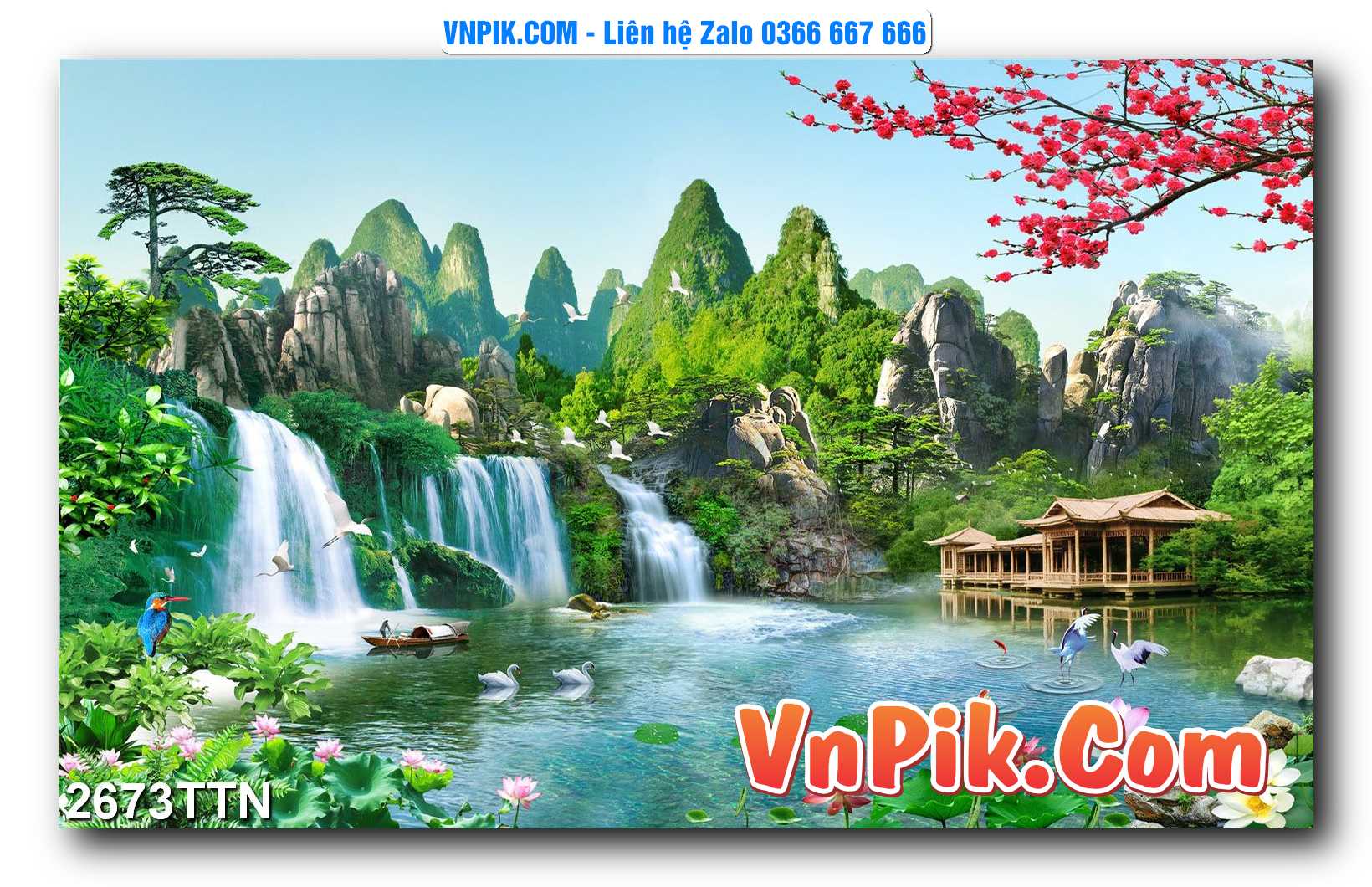 Tranh thác nước – Tranh phong thủy – Tranh treo tường mã 2673TTN