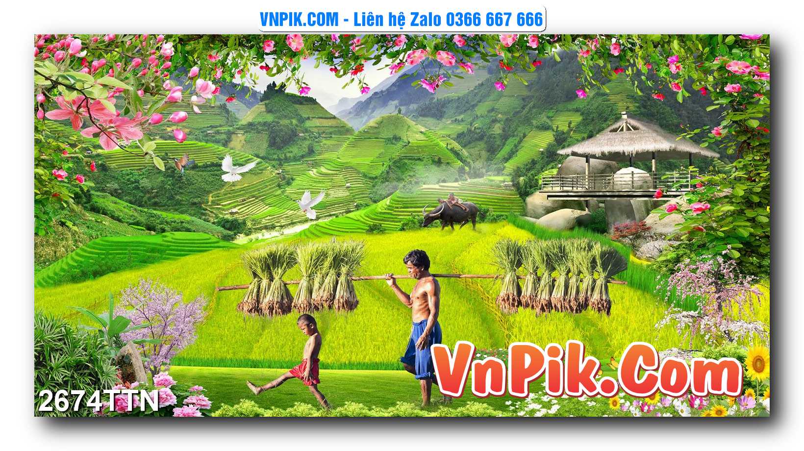 Tranh thác nước – Tranh phong thủy – Tranh treo tường mã 2674TTN