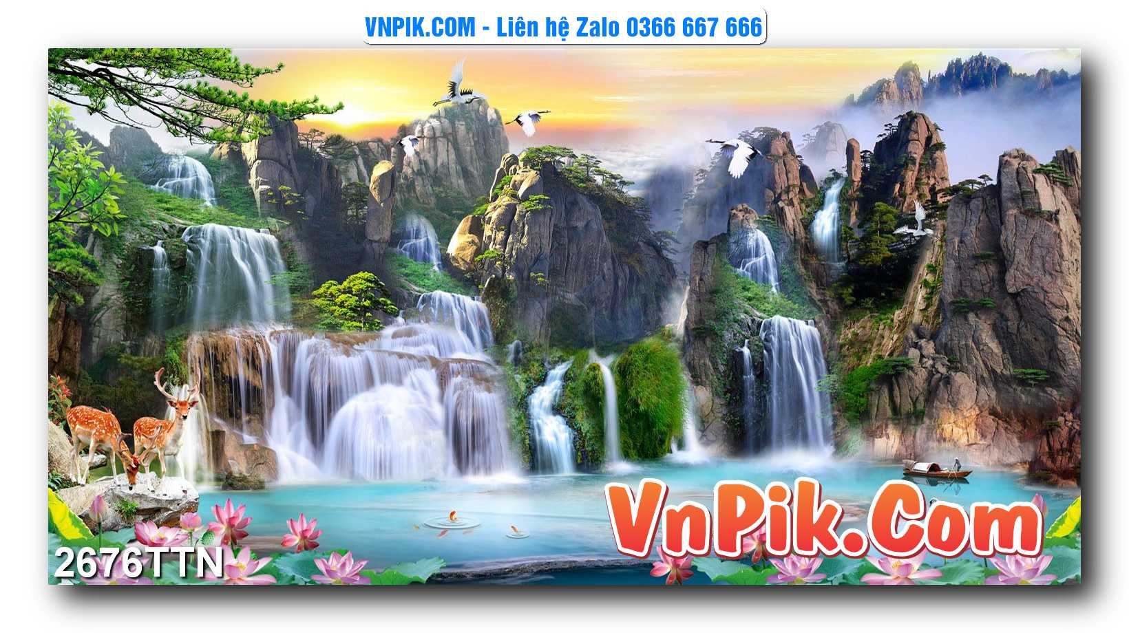 Tranh thác nước – Tranh phong thủy – Tranh treo tường mã 2676TTN