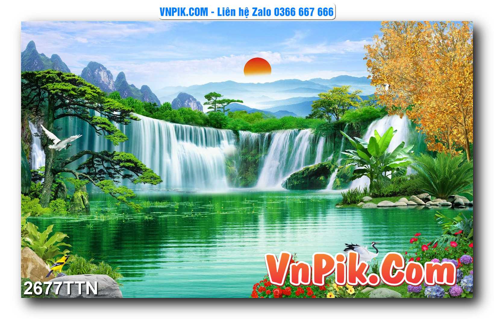 Tranh thác nước – Tranh phong thủy – Tranh treo tường mã 2677TTN
