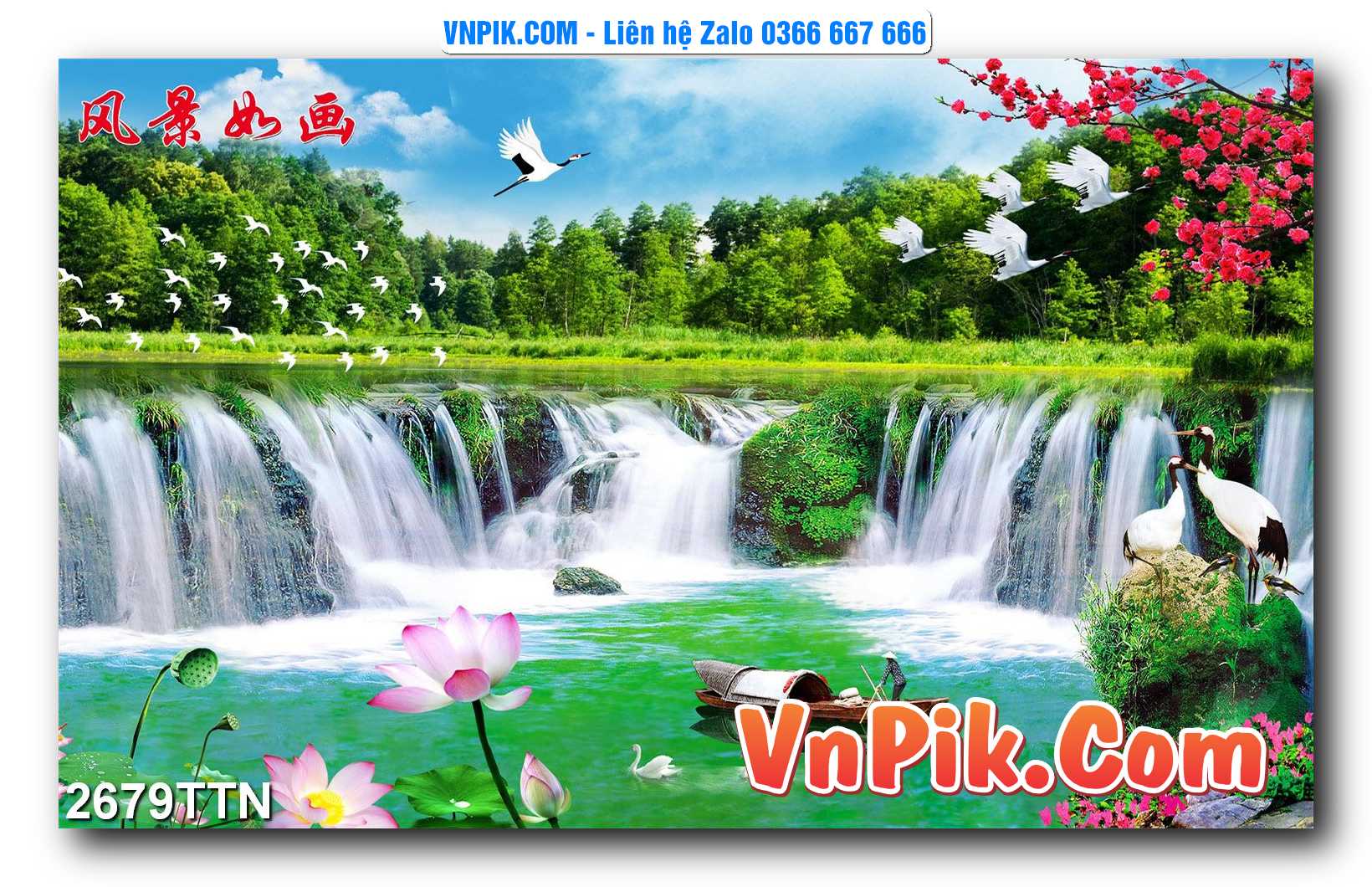 Tranh thác nước – Tranh phong thủy – Tranh treo tường mã 2679TTN
