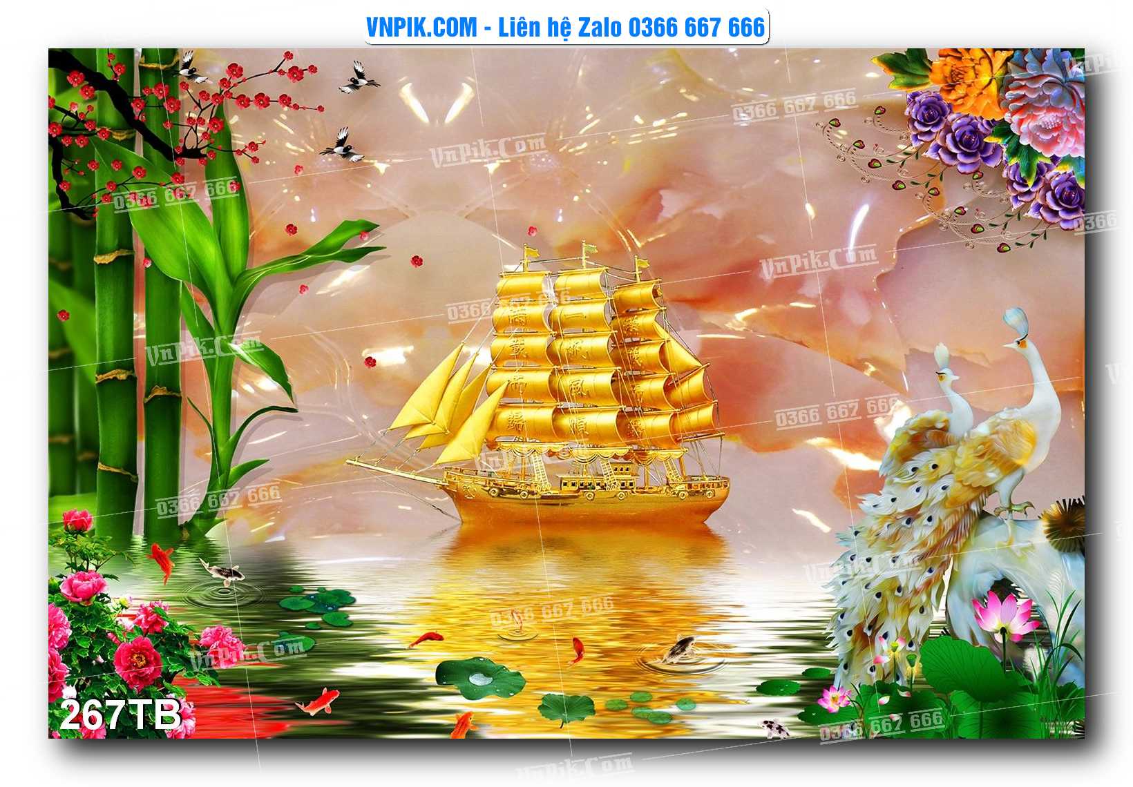 Tranh thuận buồm xuôi gió file PSD mẫu 267TB