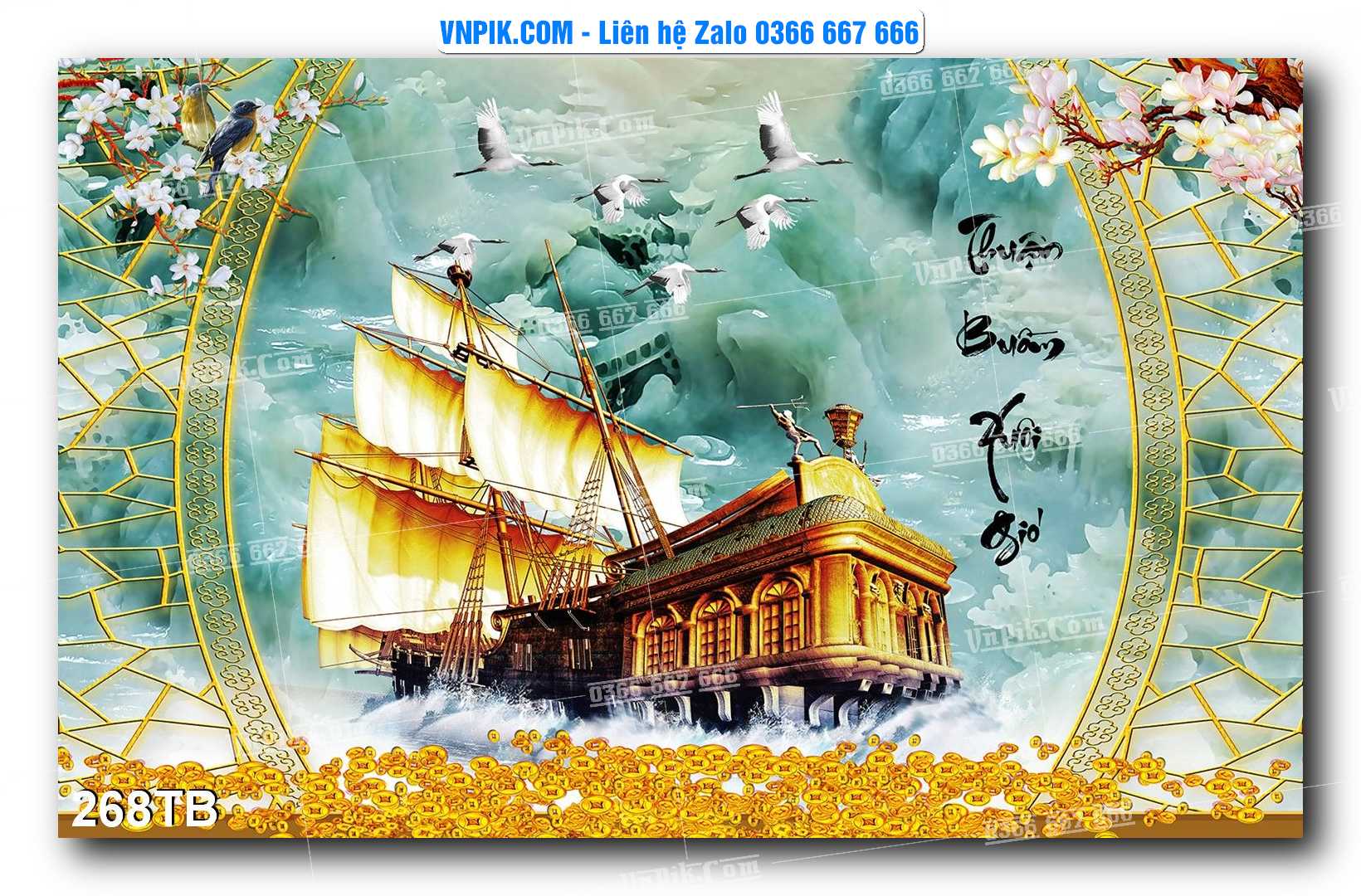 Tranh thuận buồm xuôi gió file PSD mẫu 268TB