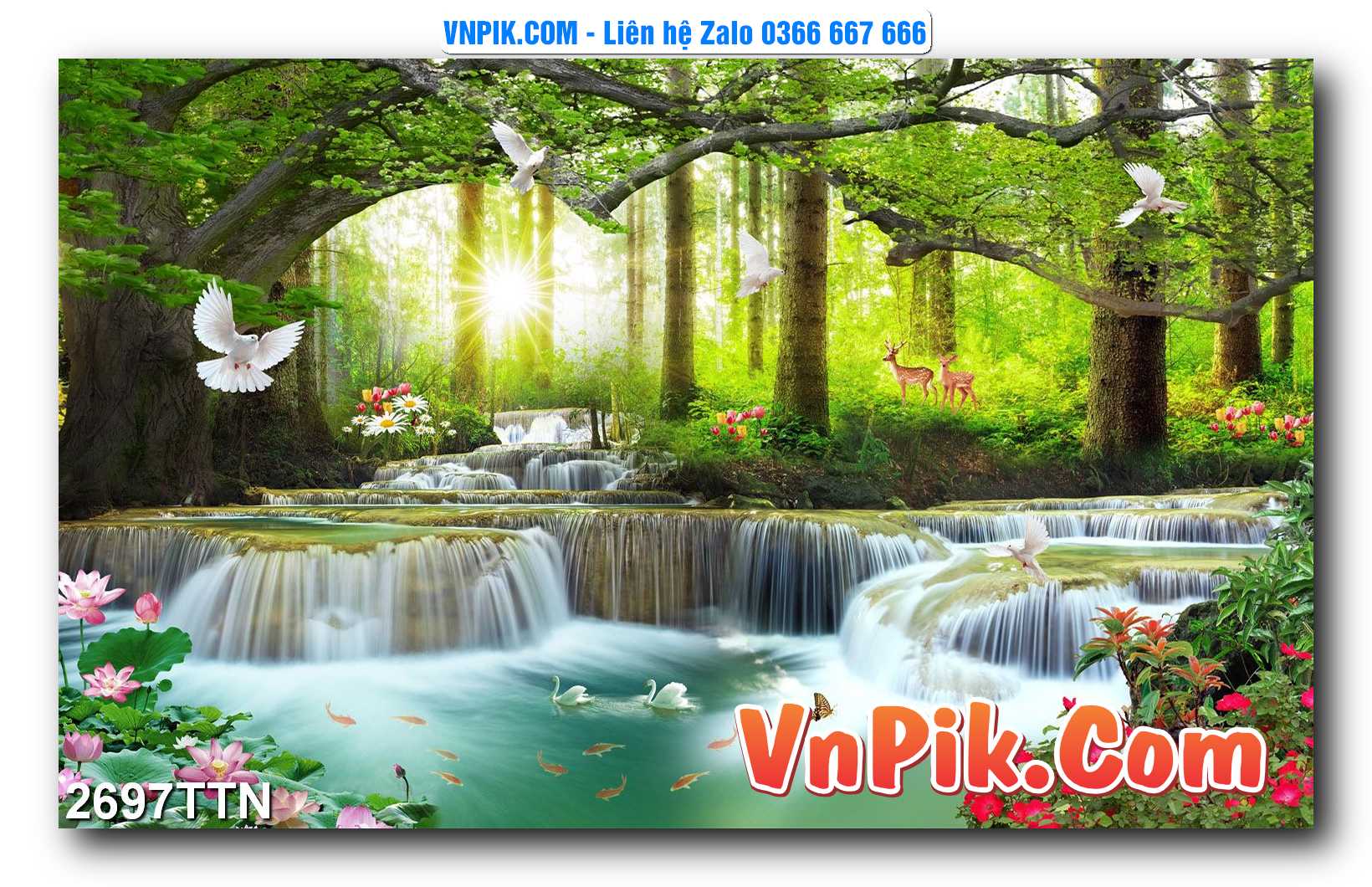 Tranh thác nước – Tranh phong thủy – Tranh treo tường mã 2697TTN