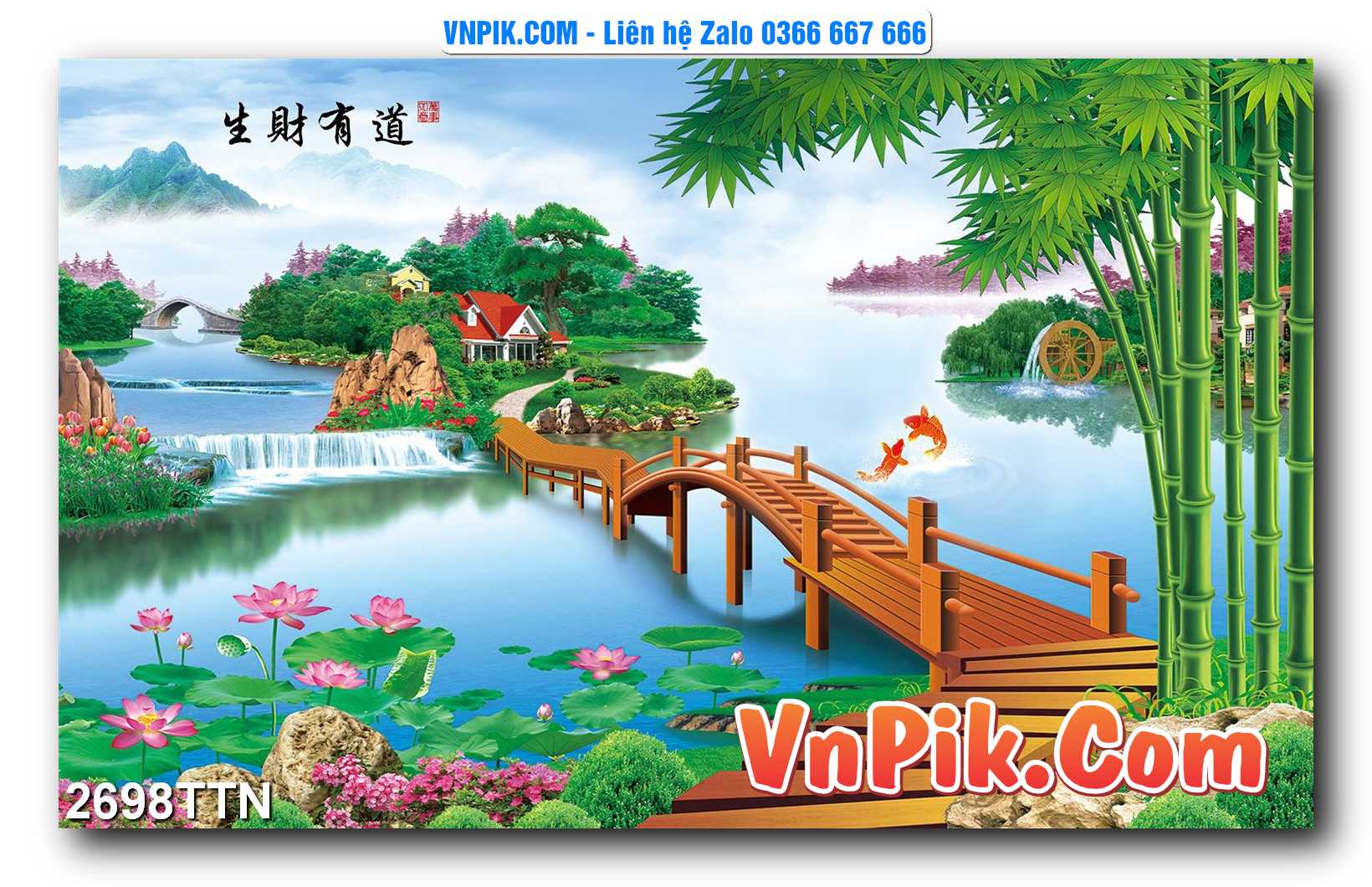 Tranh thác nước – Tranh phong thủy – Tranh treo tường mã 2698TTN