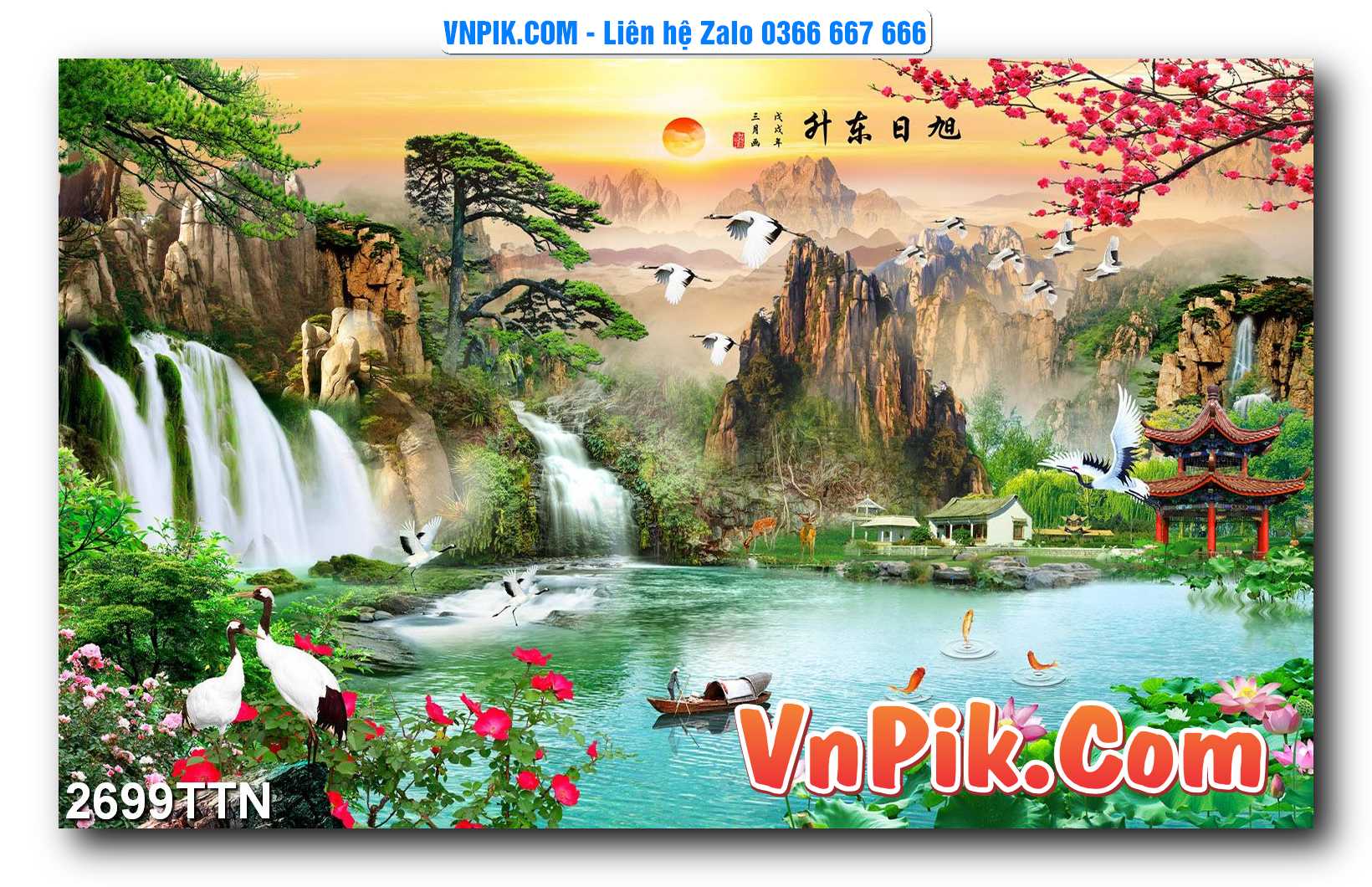 Tranh thác nước – Tranh phong thủy – Tranh treo tường mã 2699TTN