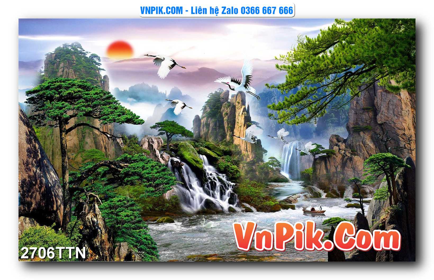 Tranh thác nước – Tranh phong thủy – Tranh treo tường mã 2706TTN