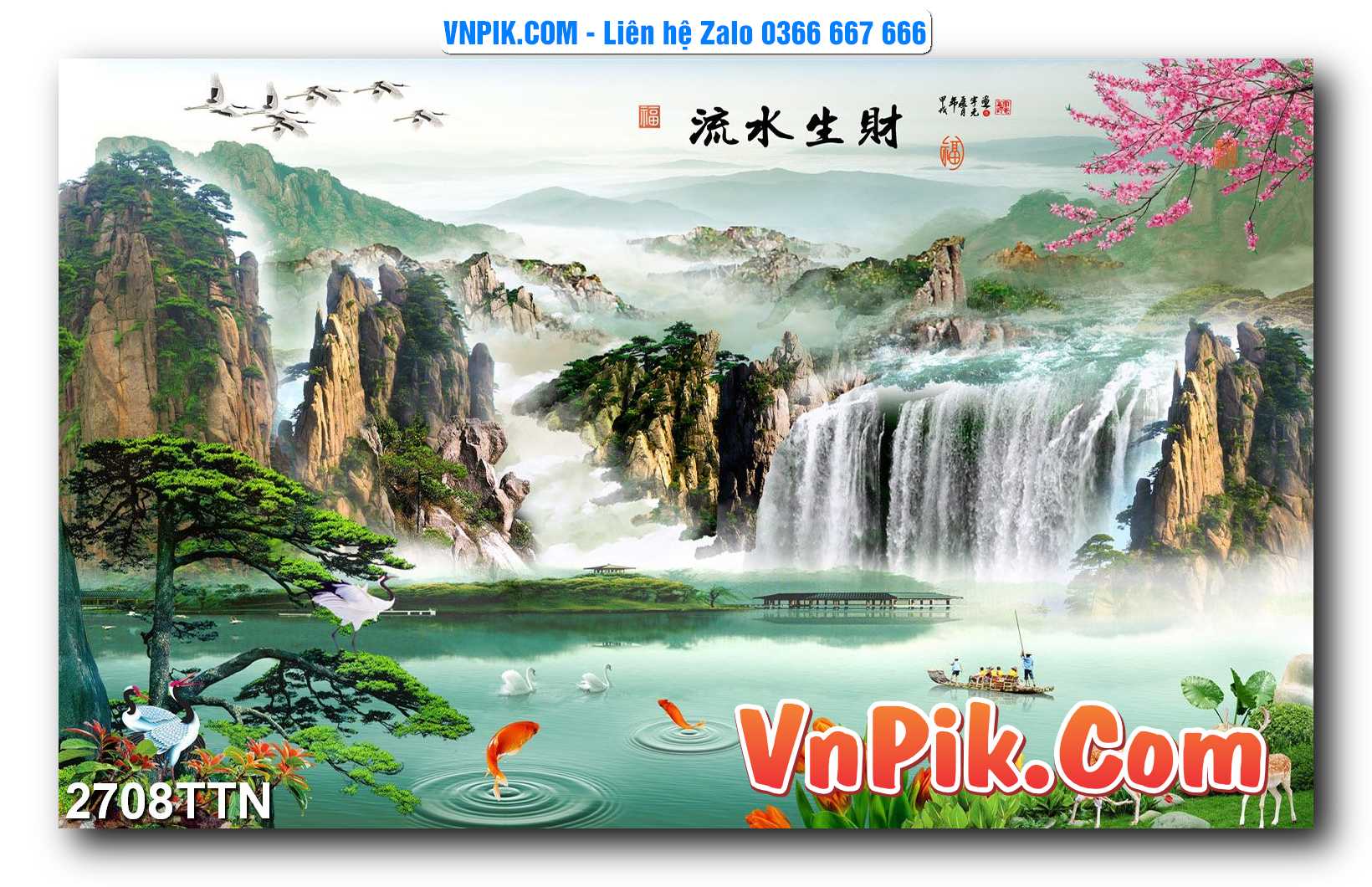 Tranh thác nước – Tranh phong thủy – Tranh treo tường mã 2708TTN