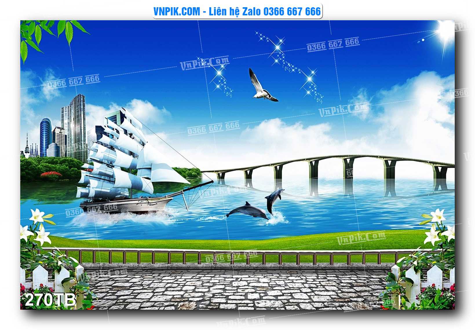 Tranh thuận buồm xuôi gió file PSD mẫu 269TB